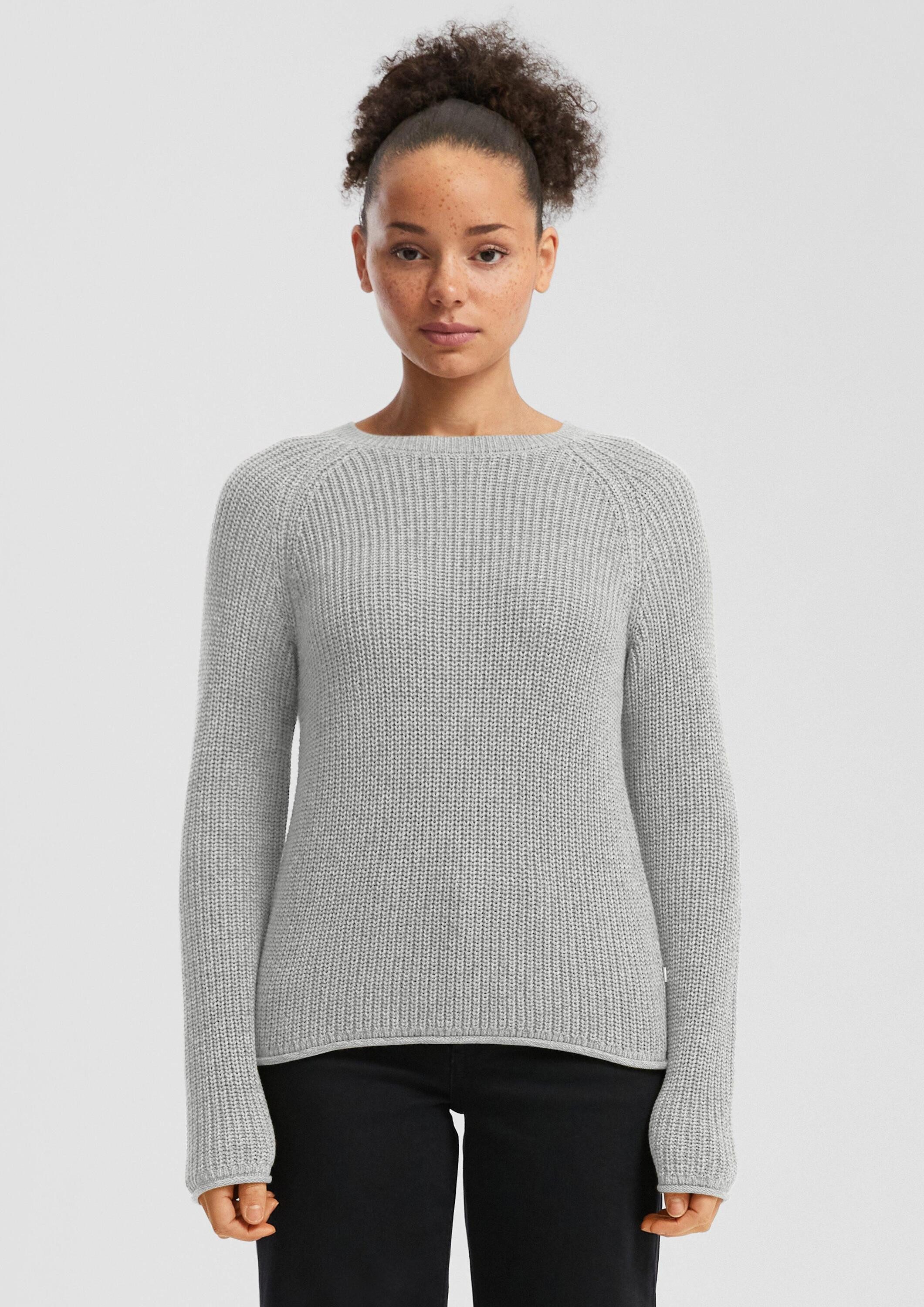 QS Longpullover Strickpullover Melierter Strickpullover mit Raglanärmeln