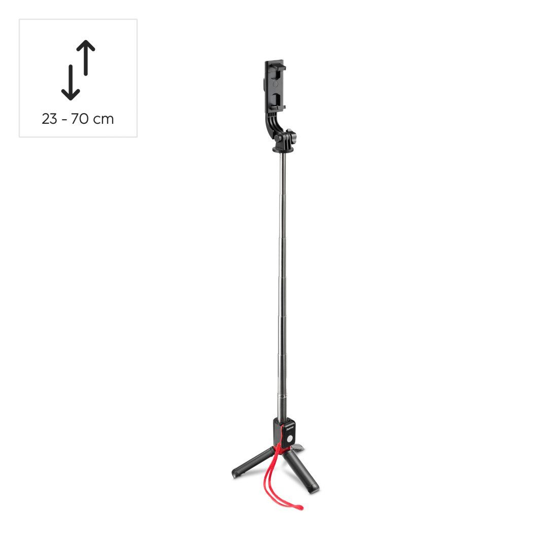 Hama Selfie-Stick Handystativ höhenverstellbar 23 bis 70 cm, 2 in 1, Stativ und Selfiestick