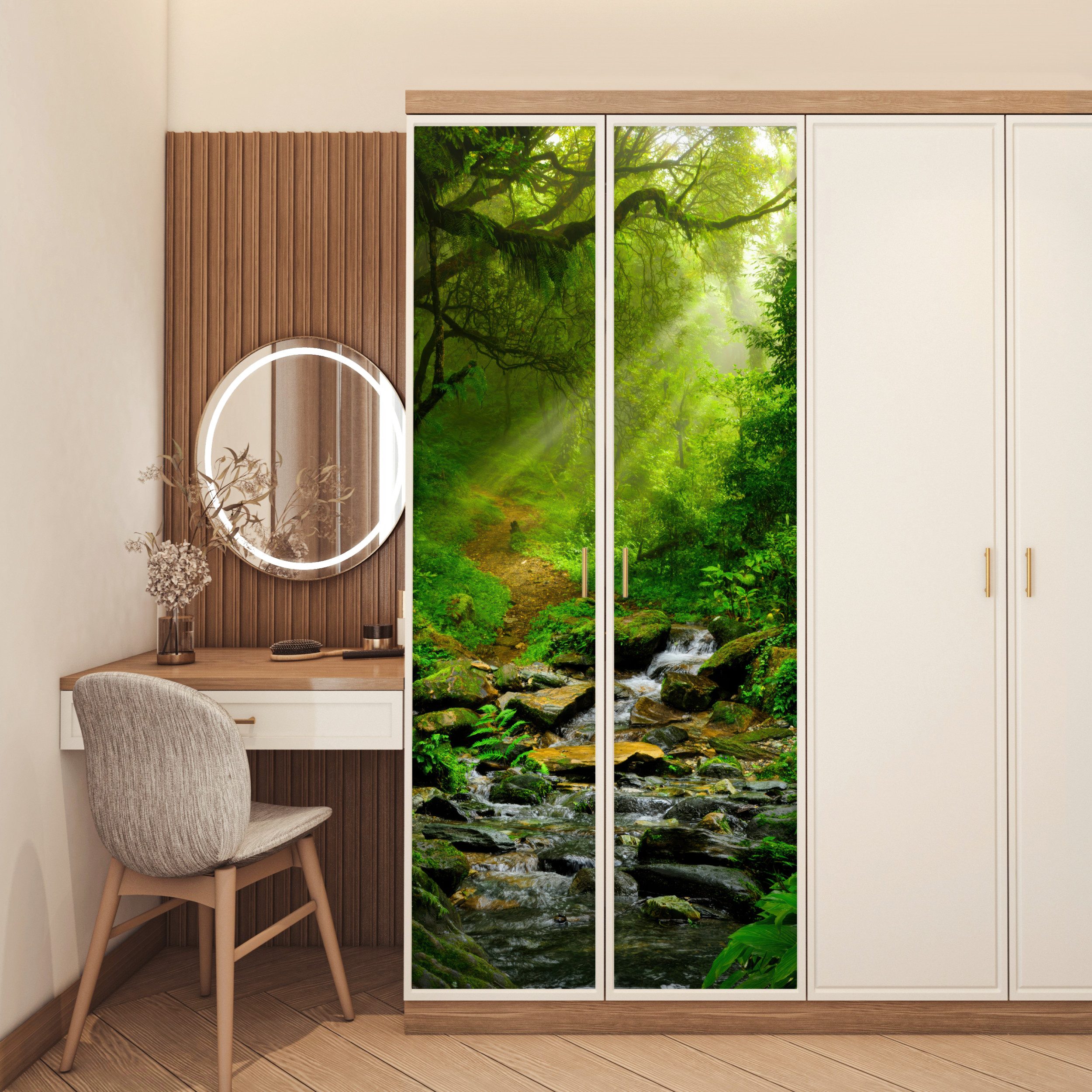 MuchoWow Türtapete Dschungel - Grün - Wasserfall - Natur, Matt, bedruckt, (1 St), Selbstklebende Tapete, Folie für Möbel, 70x215 cm – Bild 5 von 5