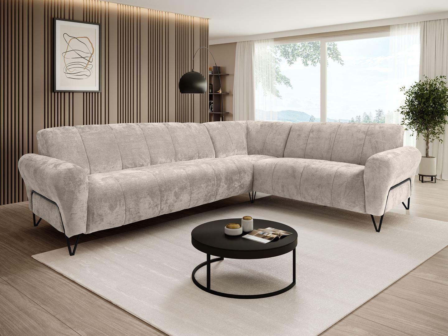 Beautysofa Ecksofa mit Metallbeine in schwarzer günstig online kaufen