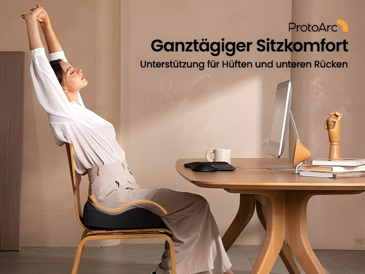 ProtoArc Sitzkissen Ergonomisches Sitzkissen, U-Design, Memory Foam fürs Büro, reduziert direkten Druck im Steißbeinbereich – Bild 5 von 5