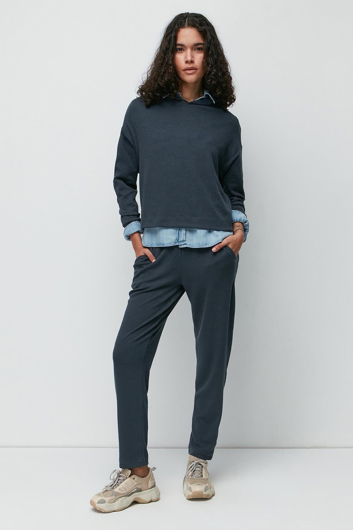 C&CITY Blusentop Gestreiftes Kapuzen-Sweatshirt-Set günstig online kaufen