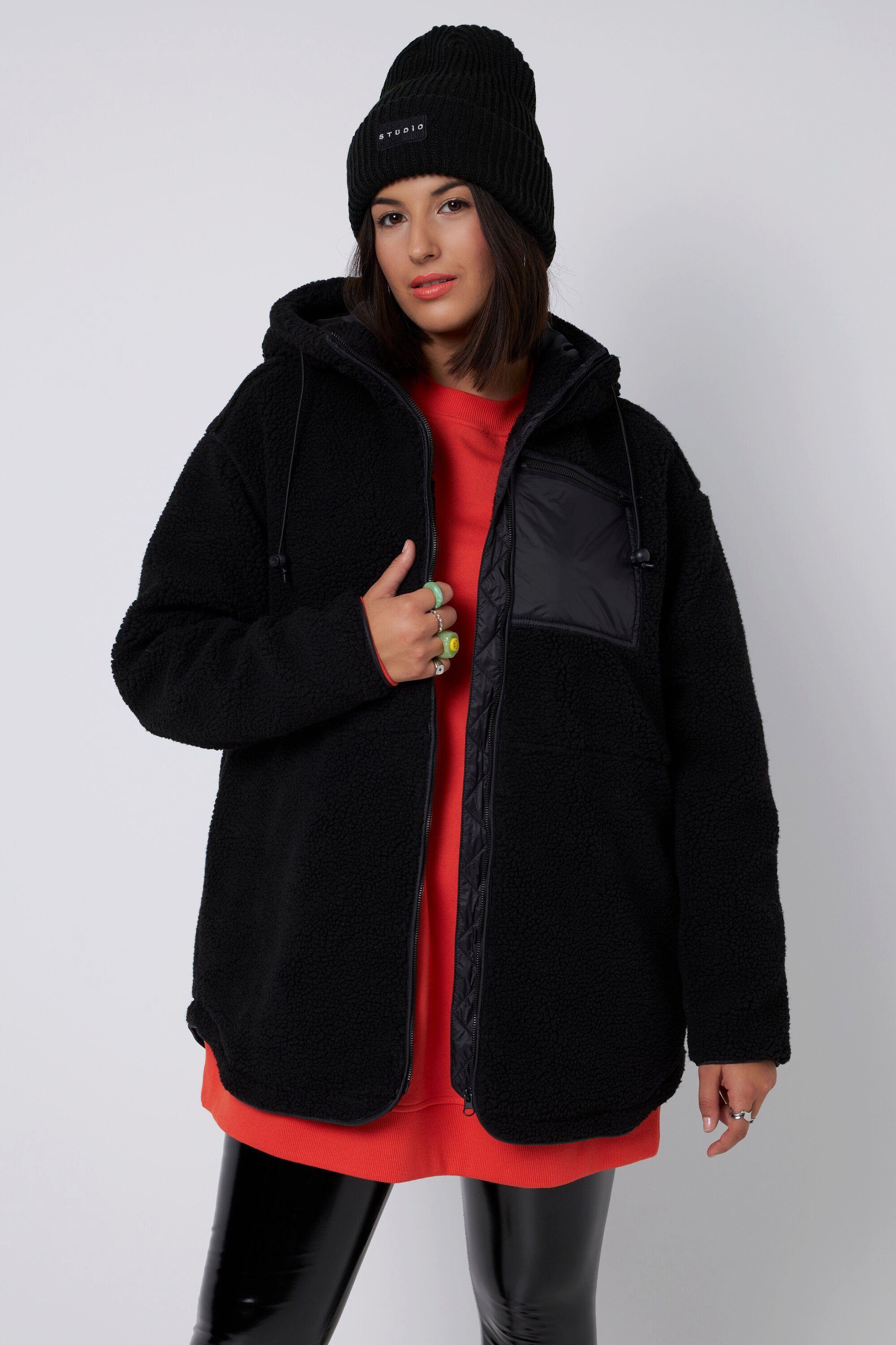 Studio Untold Softshelljacke Teddyjacke oversized Kapuze günstig online kaufen