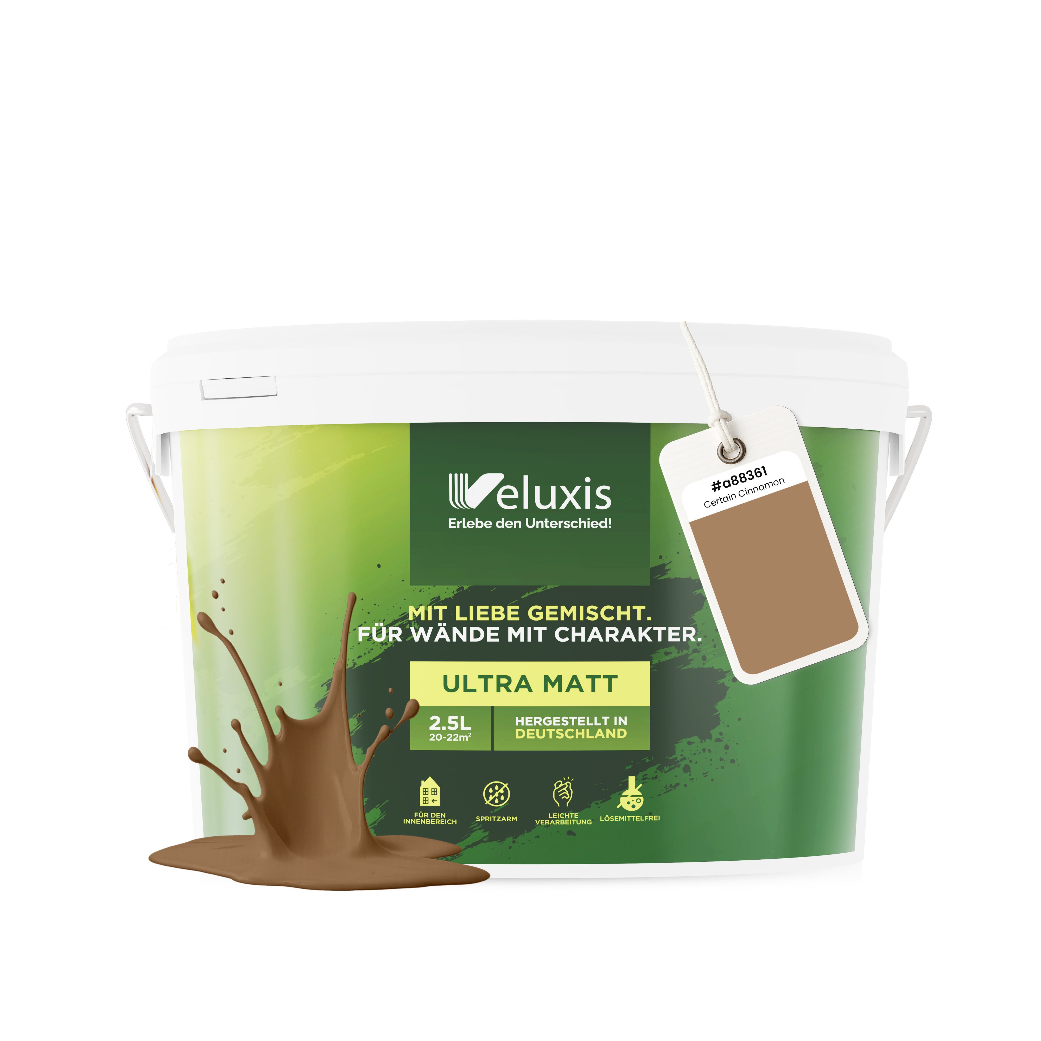 Veluxis Wandfarbe Veluxis® Wandfarbe Universal, Deckkraft-Klasse 1, Streifenfrei, tropfarm & VOC-frei