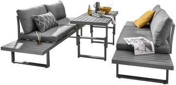 Destiny Gartenlounge-Set SEA POINT, (Set, 15-tlg), Ecklounge, variabel, Tisch verstellb. 110 x 58 x 45/68 cm