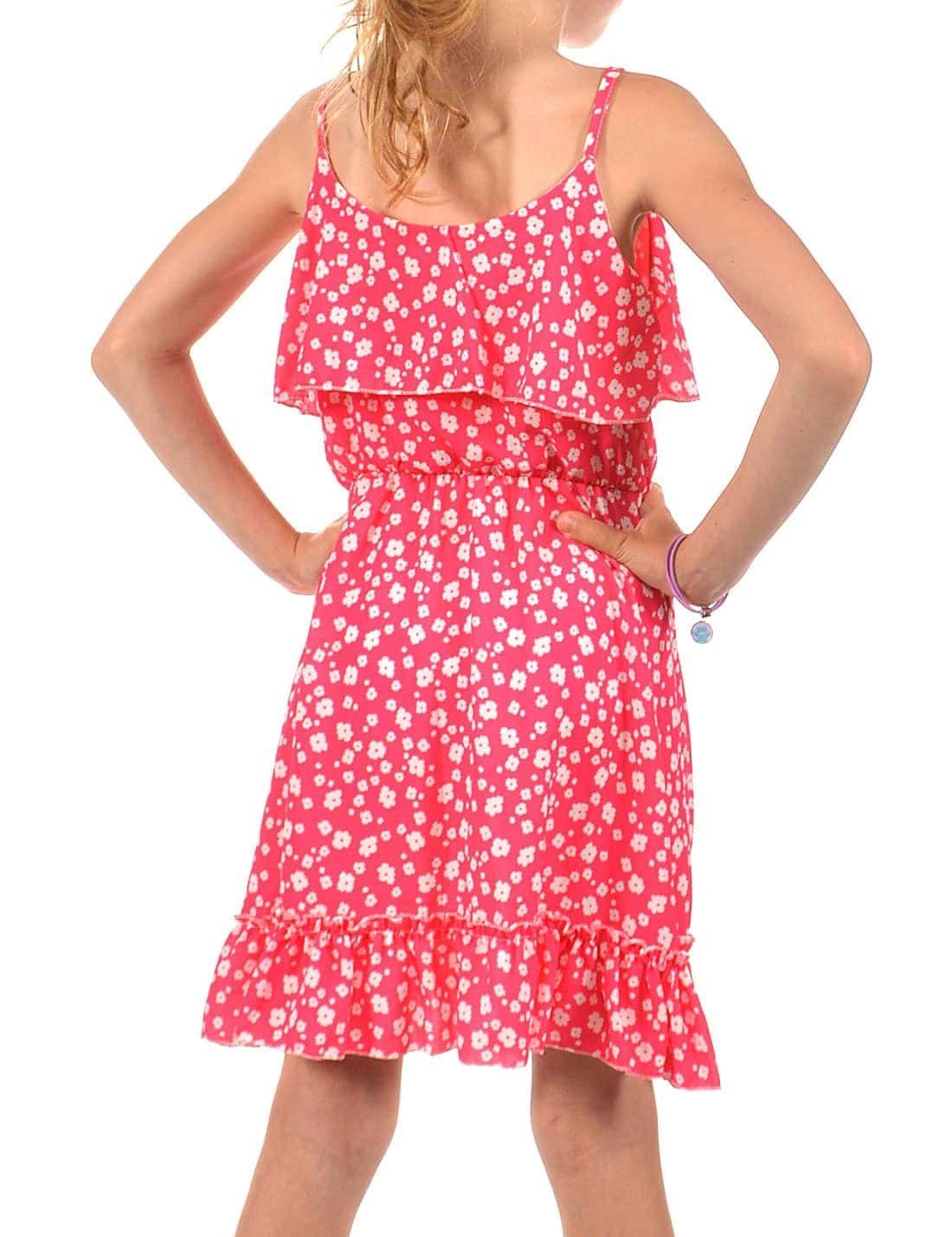 Volant Jerseykleid Mädchen Pink (1-tlg) bequem Spaghettiträger tragen und zu KMISSO Kleid