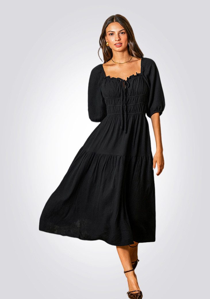 Cupshe Abendkleid Honig & Nebel Schwarzes Midikleid