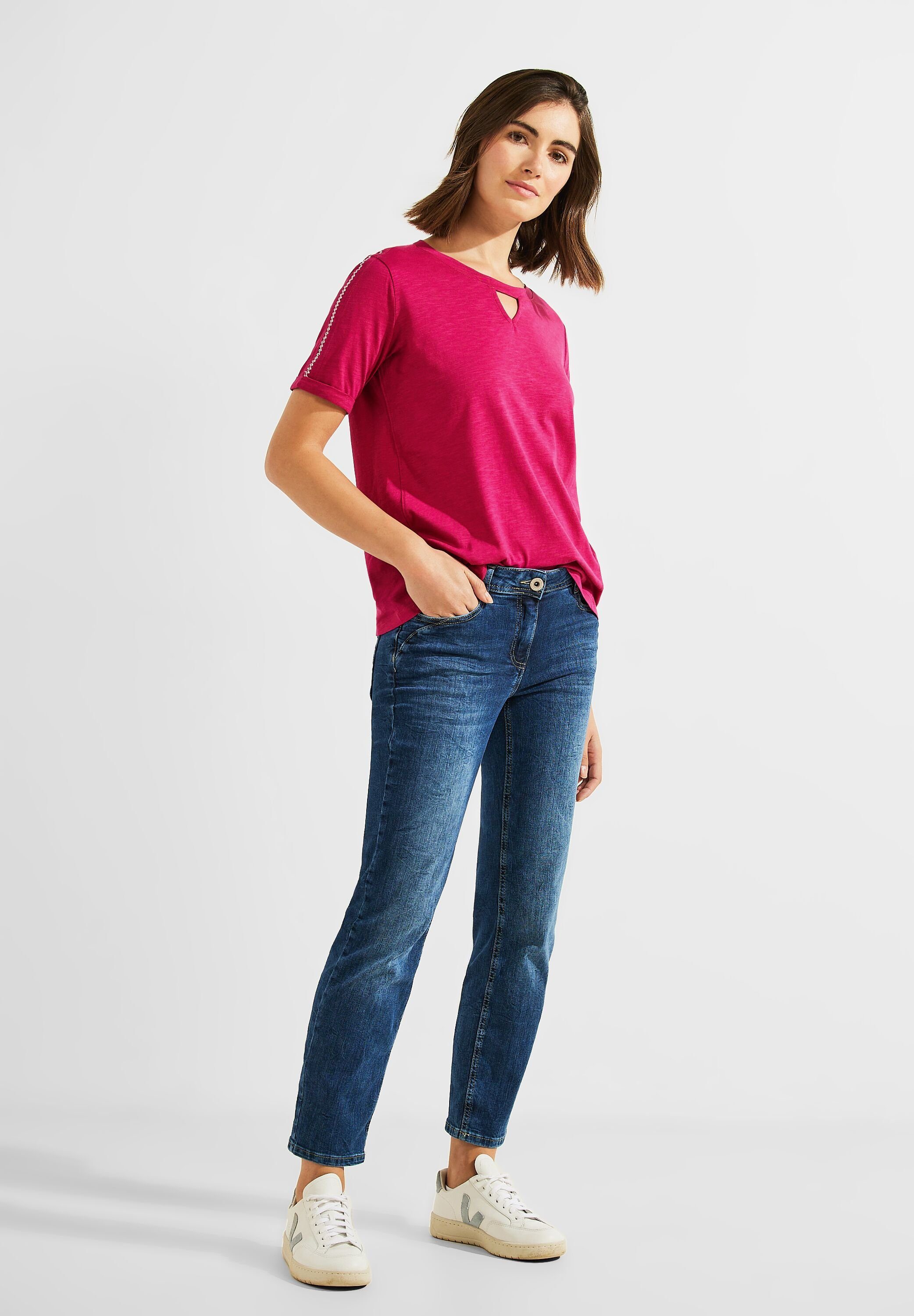 pink Materialmix softem T-Shirt aus cool Cecil