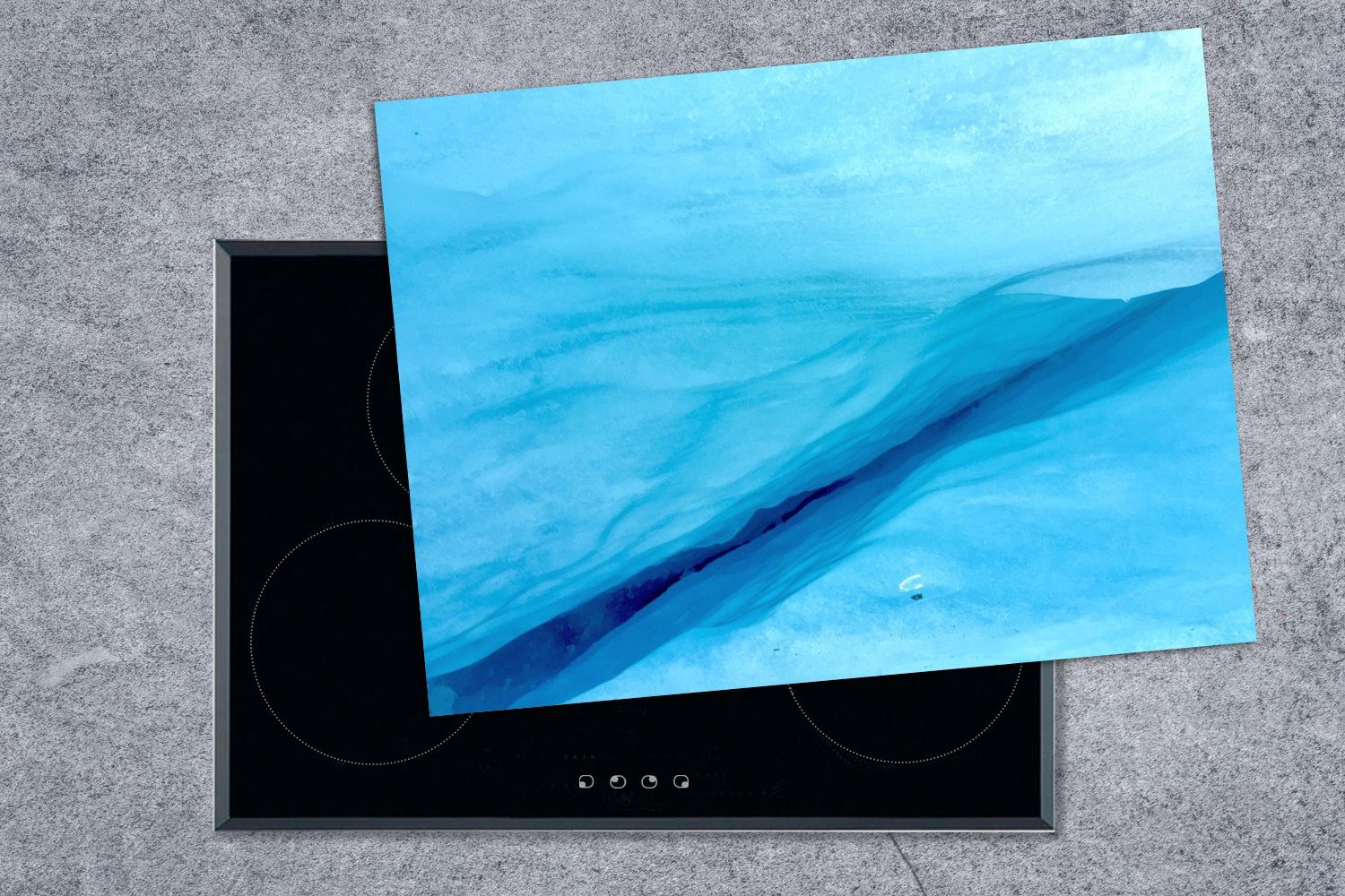 cm, tlg), Valdez-Gletschers, MuchoWow nutzbar, Arbeitsfläche im Vinyl, 70x52 Eis Schlucht Ceranfeldabdeckung Mobile Herdblende-/Abdeckplatte Hellblaue (1 des