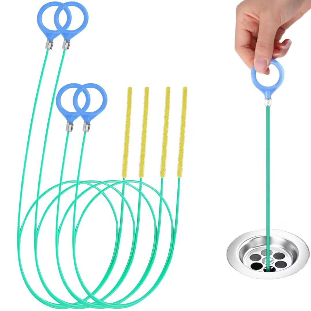 FOUORTUNATE-BEE Rohrreinigungsspirale 4 Stück Abflussreinigungswerkzeug Abflussreiniger Spirale 90cm, 130cm, (4 tlg), für Badewanne Abwasserkanäle Waschbecken