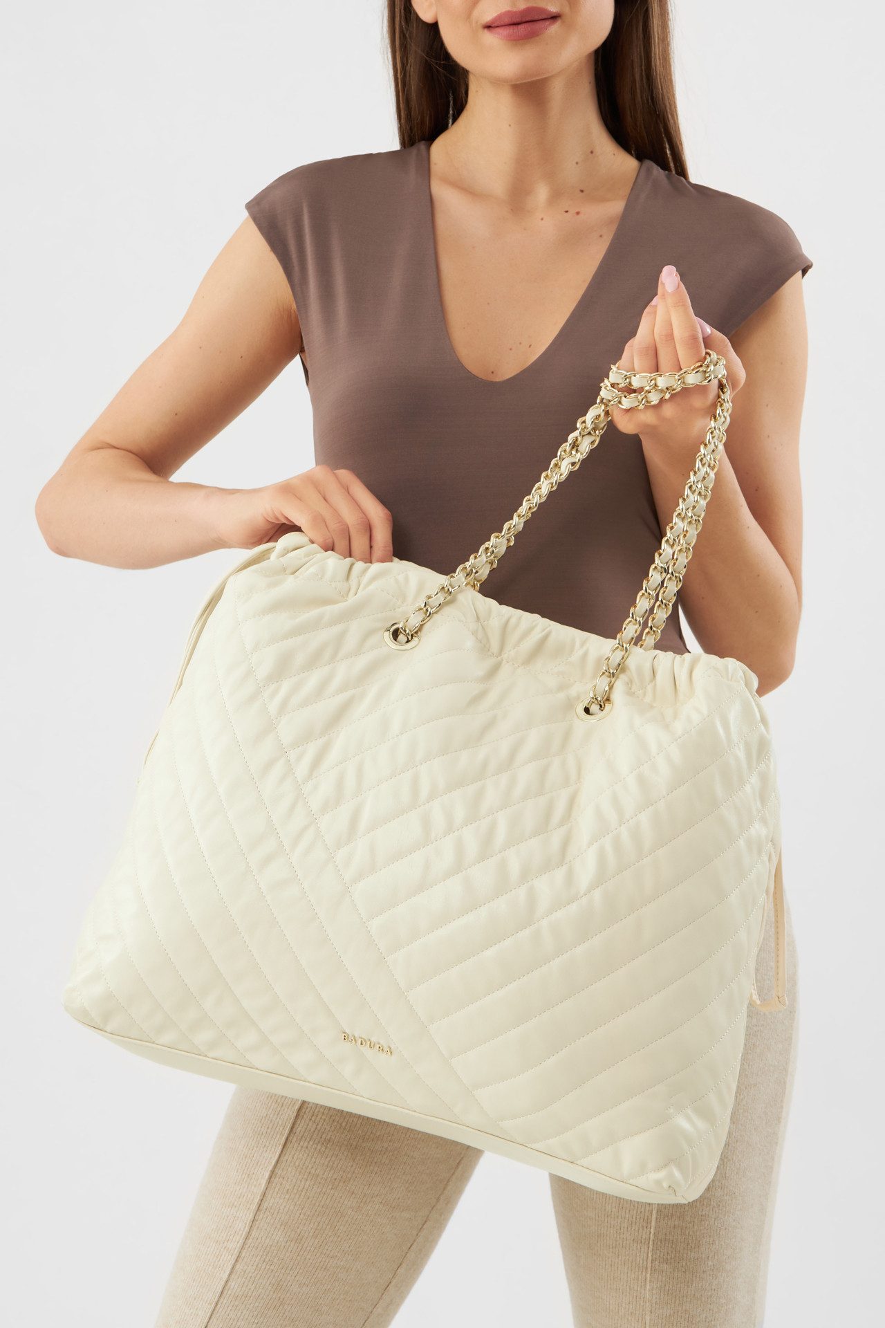 Badura Handtasche Badura Große Tasche TYL00269. Beige