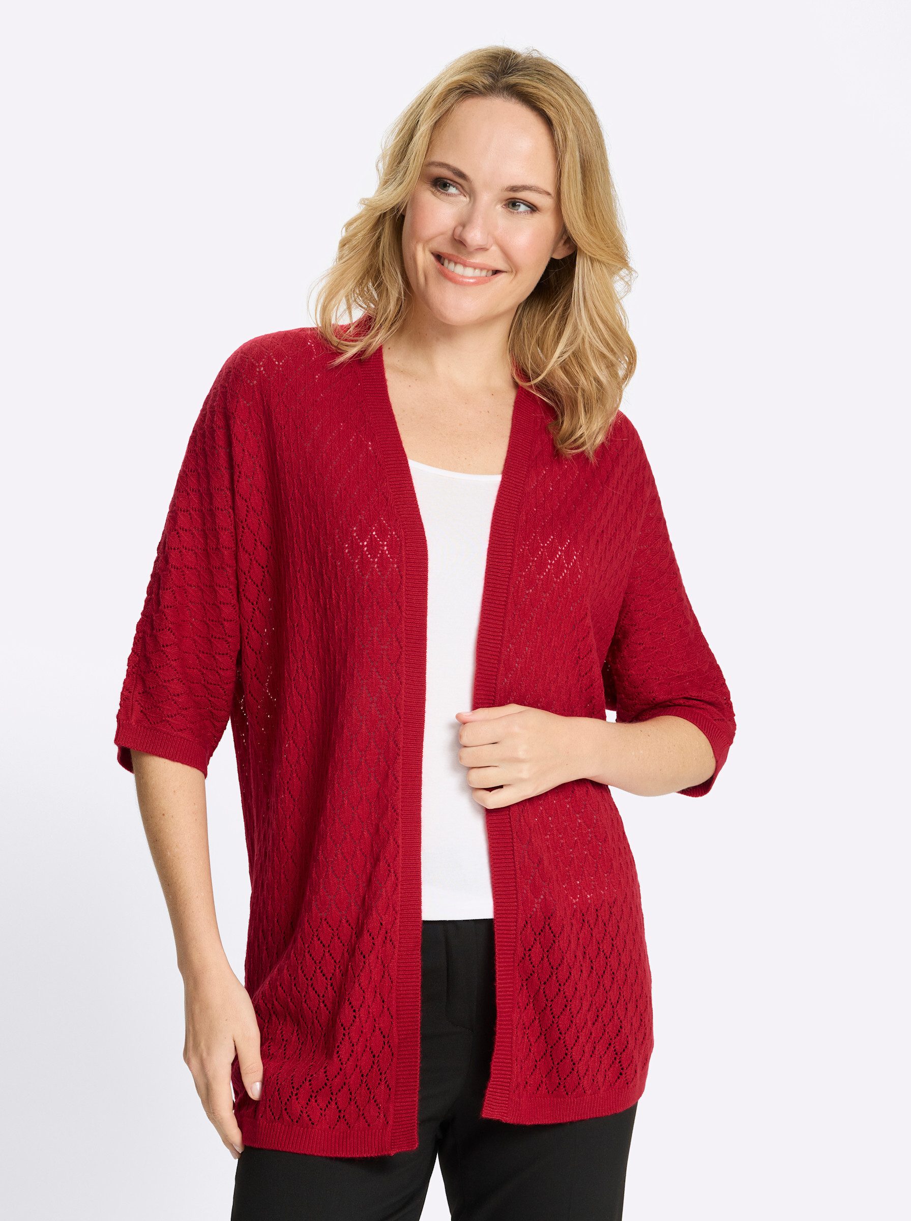 Sieh an! Strickjacke Strickjacke 3/4-Arm Ajour günstig online kaufen