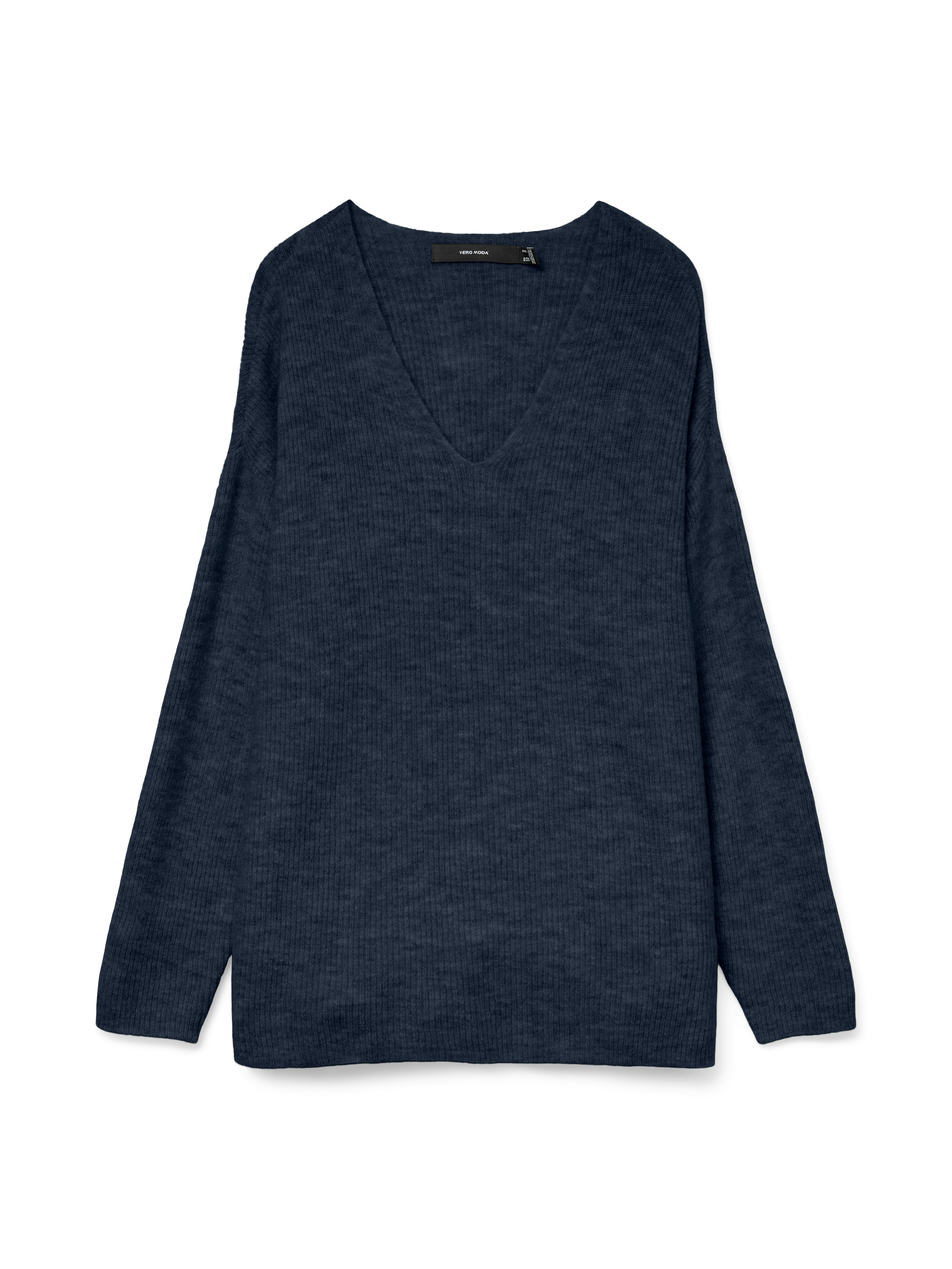 Vero Moda V-Ausschnitt-Pullover VMCREWLEFILE LS V-NECK BLOUSE NOOS Materialmix, loose fit