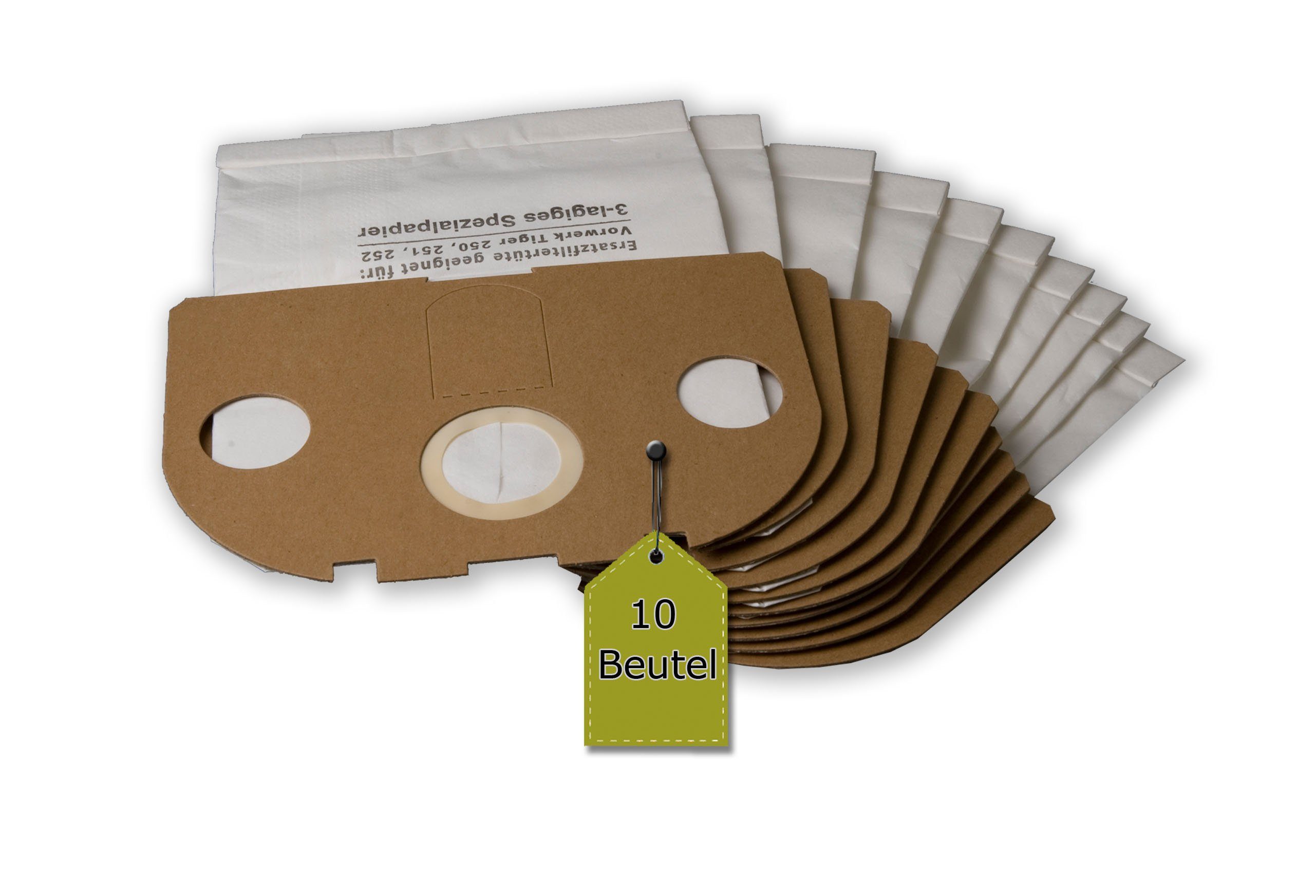 eVendix Staubsaugerbeutel passend für Vorwerk Tiger VT 250, 251, 252, passend für Vorwerk, 10 St., Vorwerk Tiger VT 250, 251, 252
