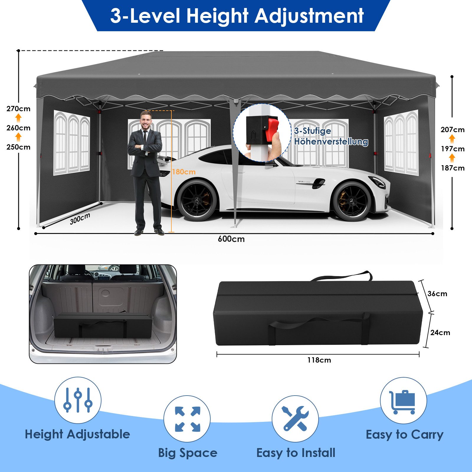 TLGREEN Faltpavillon Pavillon 3x6 Wasserdicht Stabil günstig online kaufen