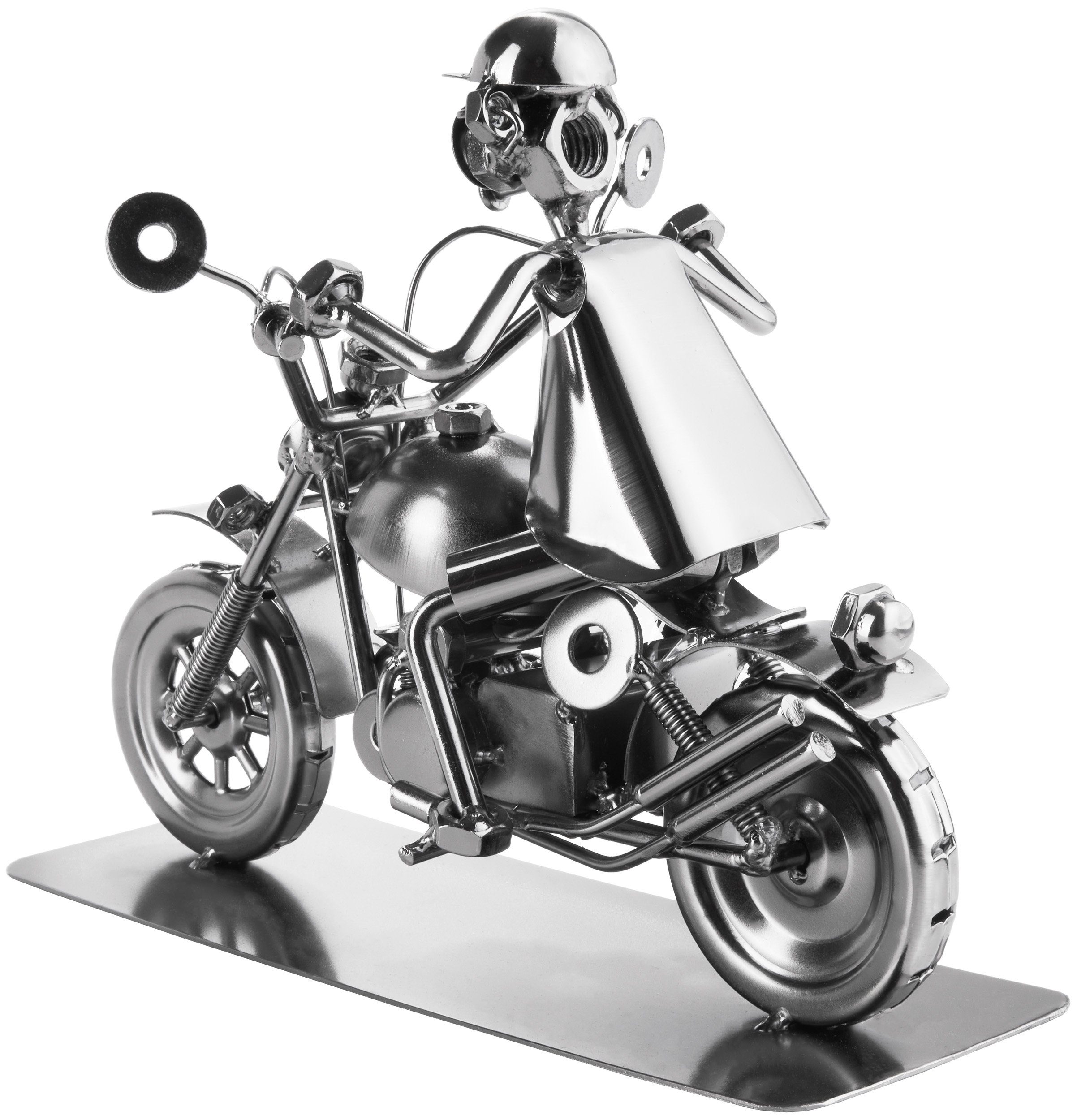 BRUBAKER Dekofigur Metallskulptur Schraubenmännchen Motorradfahrer (1 St., Metallfigur), Geschenkfigur für Motorradfahrer*innen und Motorradfans