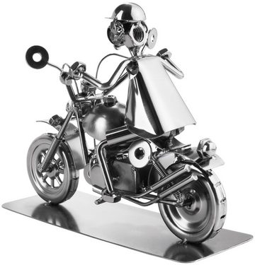 BRUBAKER Dekofigur Metallskulptur Schraubenmännchen Motorradfahrer (1 St), kunstvolle Geschenkfigur für Motorradfahrer*innen und Motorradfans, Metallfigur