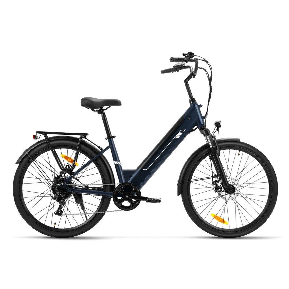 FORIDE E-Bike Trekkingrad Roamer 2 herausnehmbarer 561,6 Wh Akku bis 100 km, 7 Gang, Heckmotor, 561,6 Wh, Shimano 7‑Gang, Vorderrad‑Federgabel, Gepäckträger