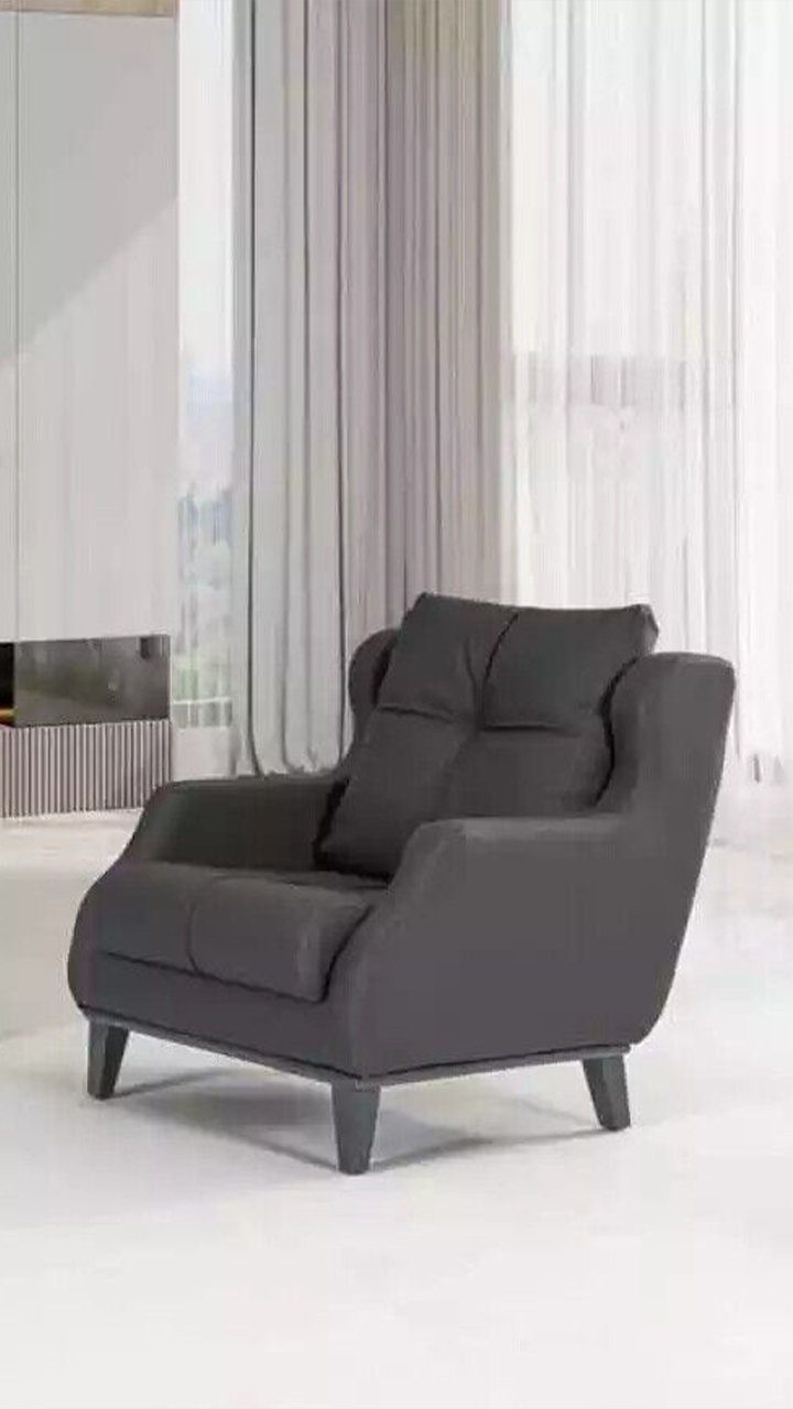 JVmoebel Sofa Schwarze Sofagarnitur Zweisitzer Sessel Modernes In Made Luxus Europe Set