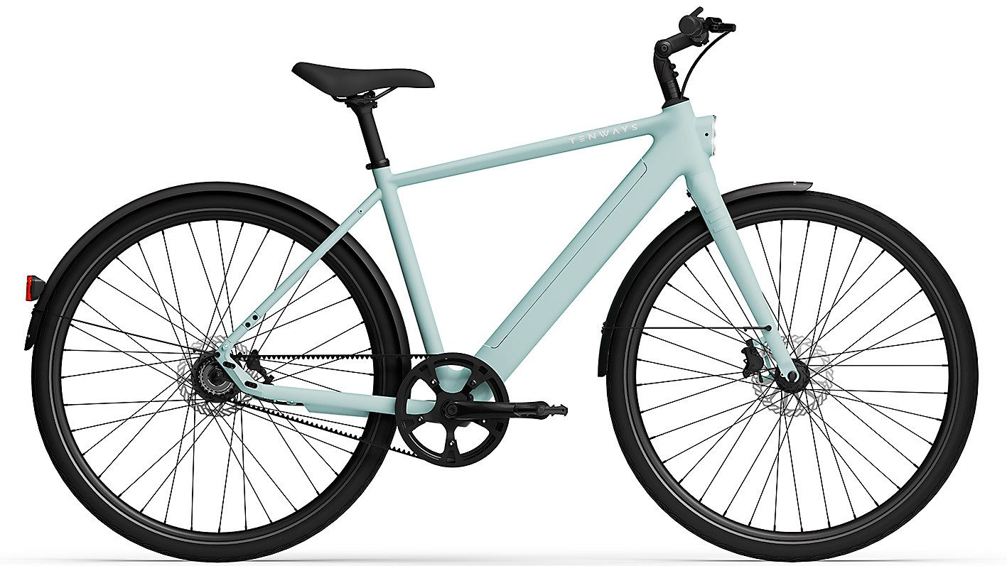 Tenways E-Bike Tenways CGO600 Pro Limited 360 Wh Herren hellblau 2025, 1 Gang, ohne Schaltung, Mivice M070, 360 Wh