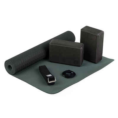 bodhi Yogamatte Yoga Set FLOW Yogamatte mit Block & Gurt schwarz