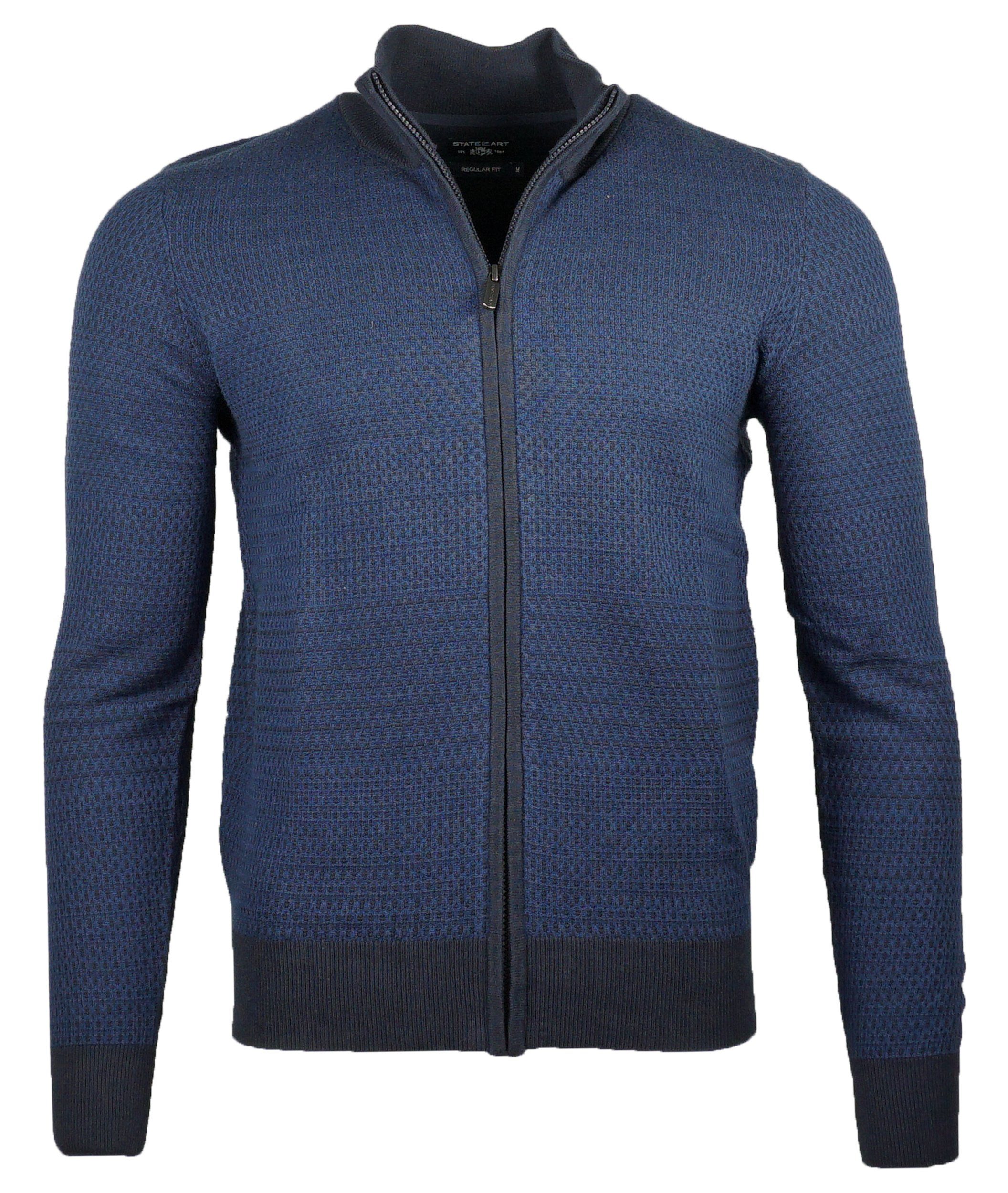 Baumwolle Strickjacke Strickjacke ART STATE knitwear Of Zipper Cardigan Art State Herren Blau of