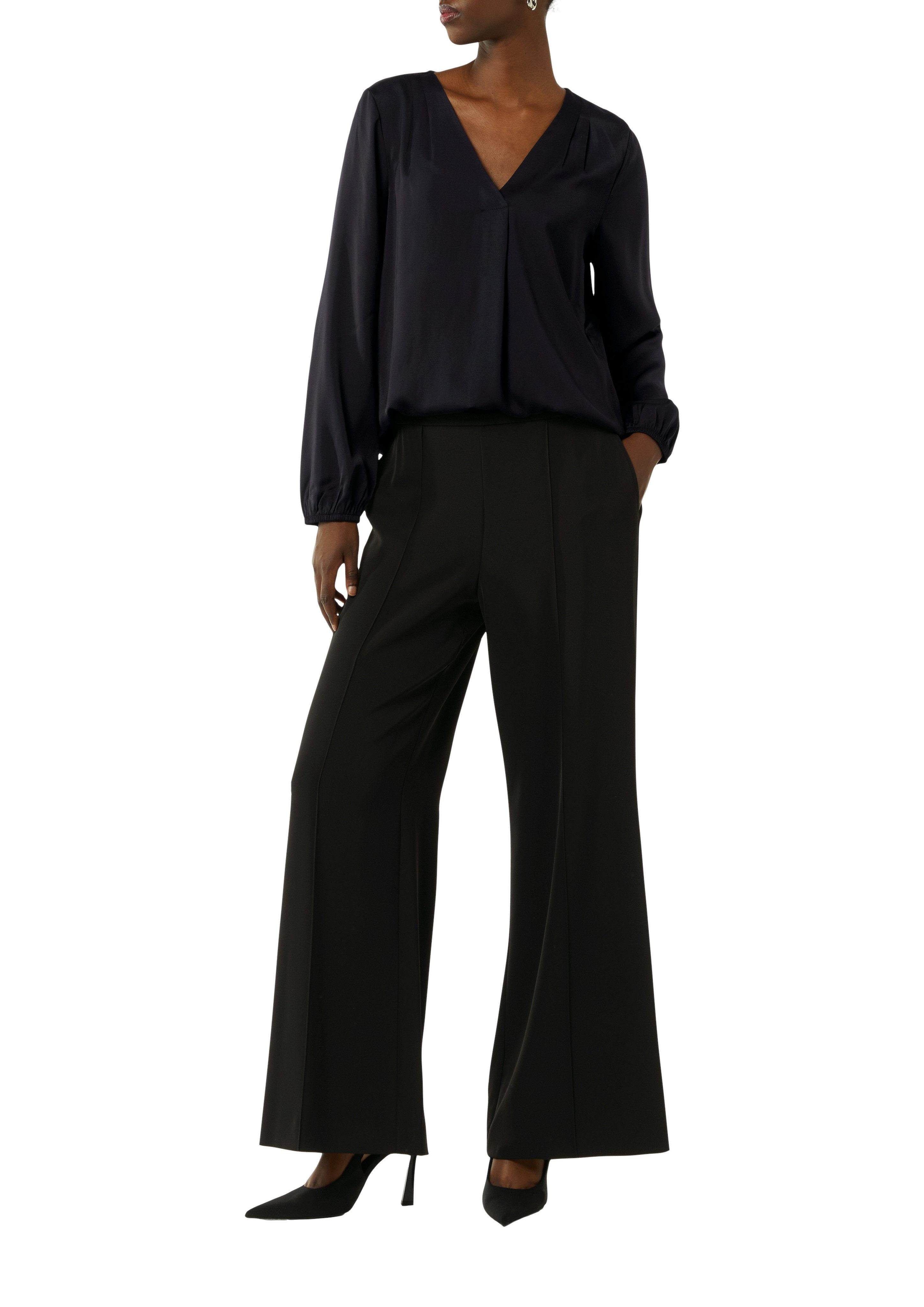 comma Satinbluse langarm und mit V-Ausschnitt günstig online kaufen