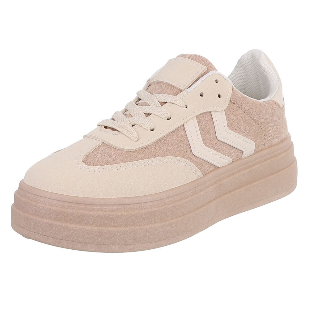 Ital-Design Bequeme Sneaker mit gepolsterter Innensohle für Alltag Sneaker (91261112) Flach Sneakers Low in Beige