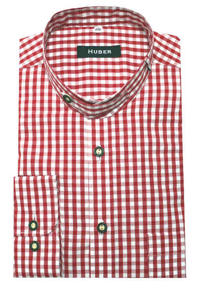 Huber Hemden Trachtenhemd HU-0722 Stehkragen mit Lasche, Krempelarm, Regular Fit-gerader Schnitt