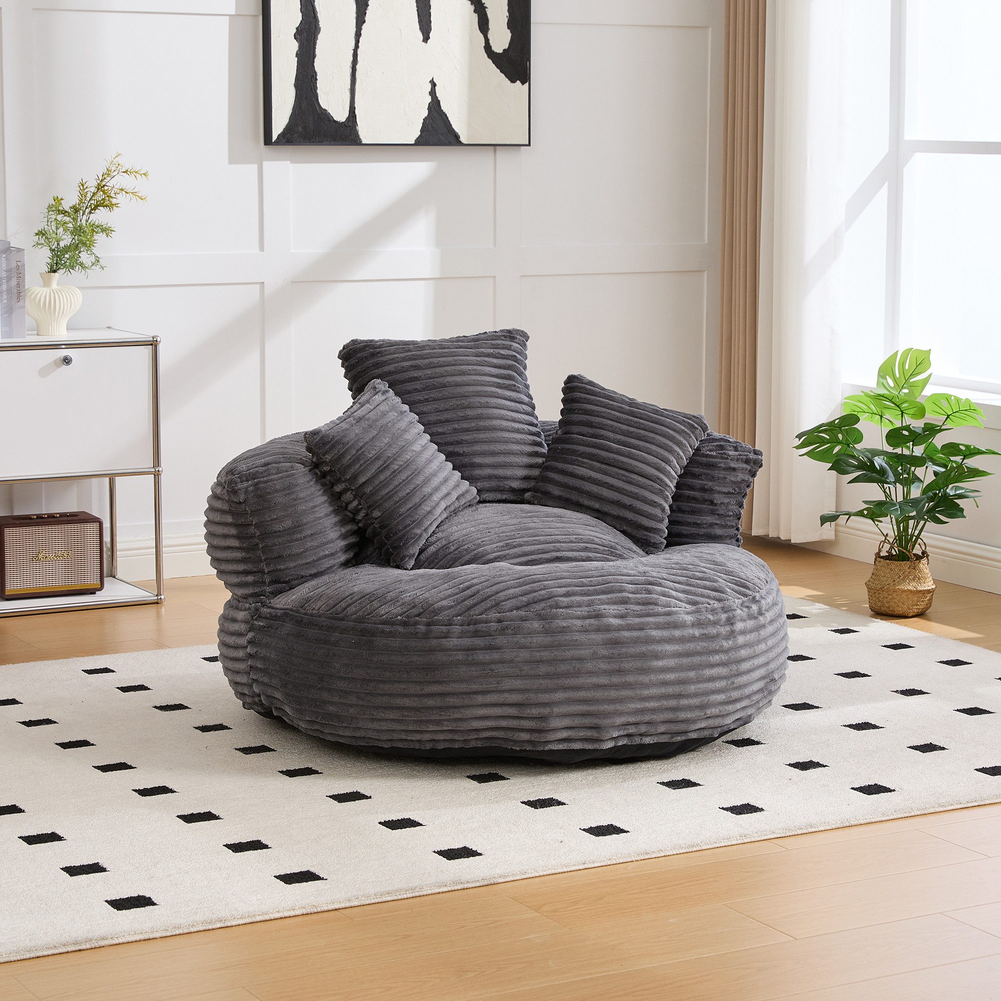 STILVORA Relaxsessel mit 3 Kissen,Liegesessel Posterstuhl mit hoher Rückenlehne,Cordstoff