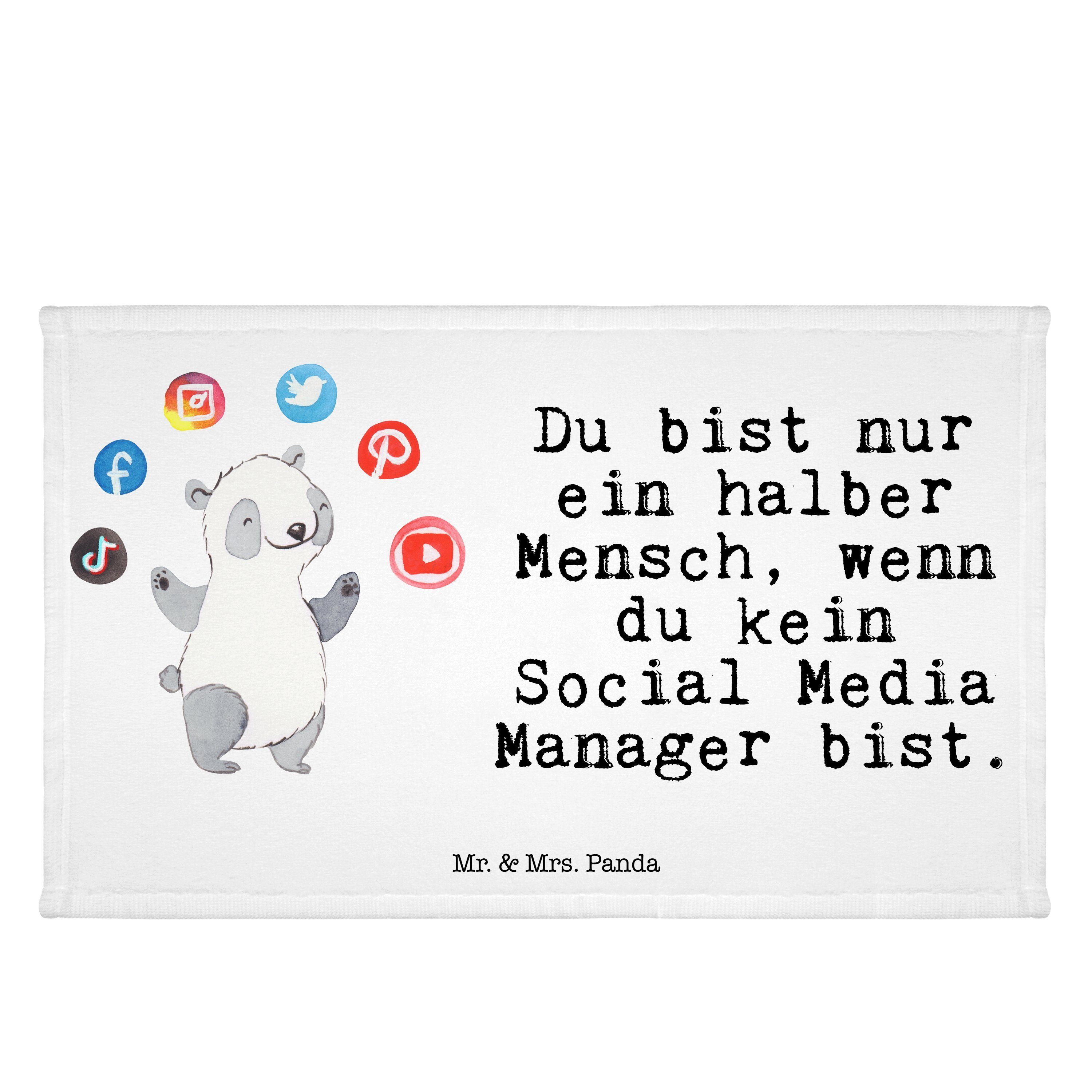 Mr. & Mrs. Panda Handtuch Social Media Manager mit Herz - Weiß - Geschenk, Arbeitskollege, Dank, (1-St)