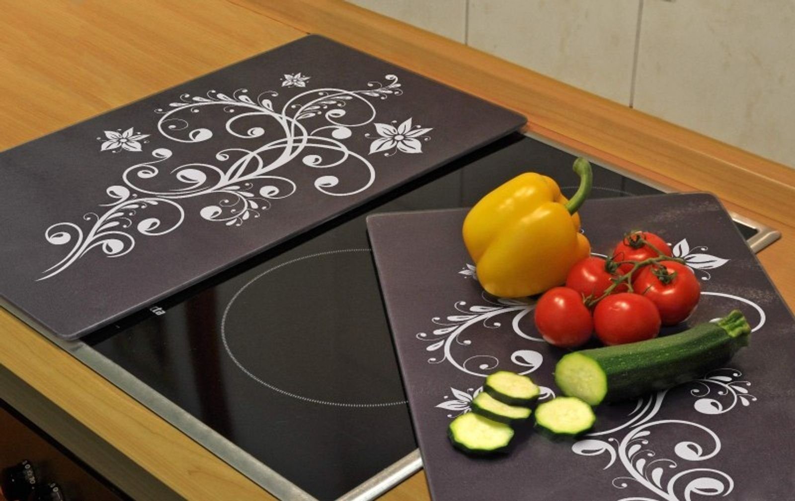 Herd-Abdeckplatte 2x Herd Abdeckplatte Glas Schneidebrett