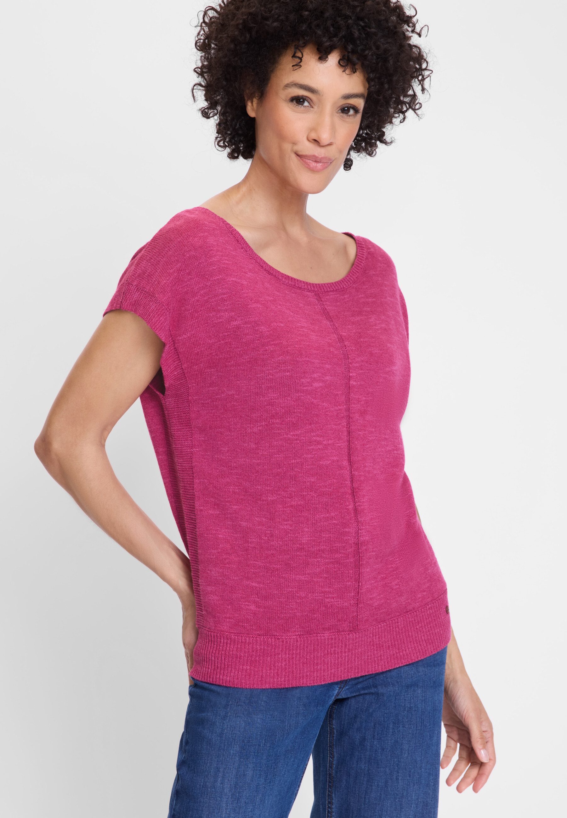 Olsen Regular-fit-Jeans Pullover mit U-Boot-Ausschnitt