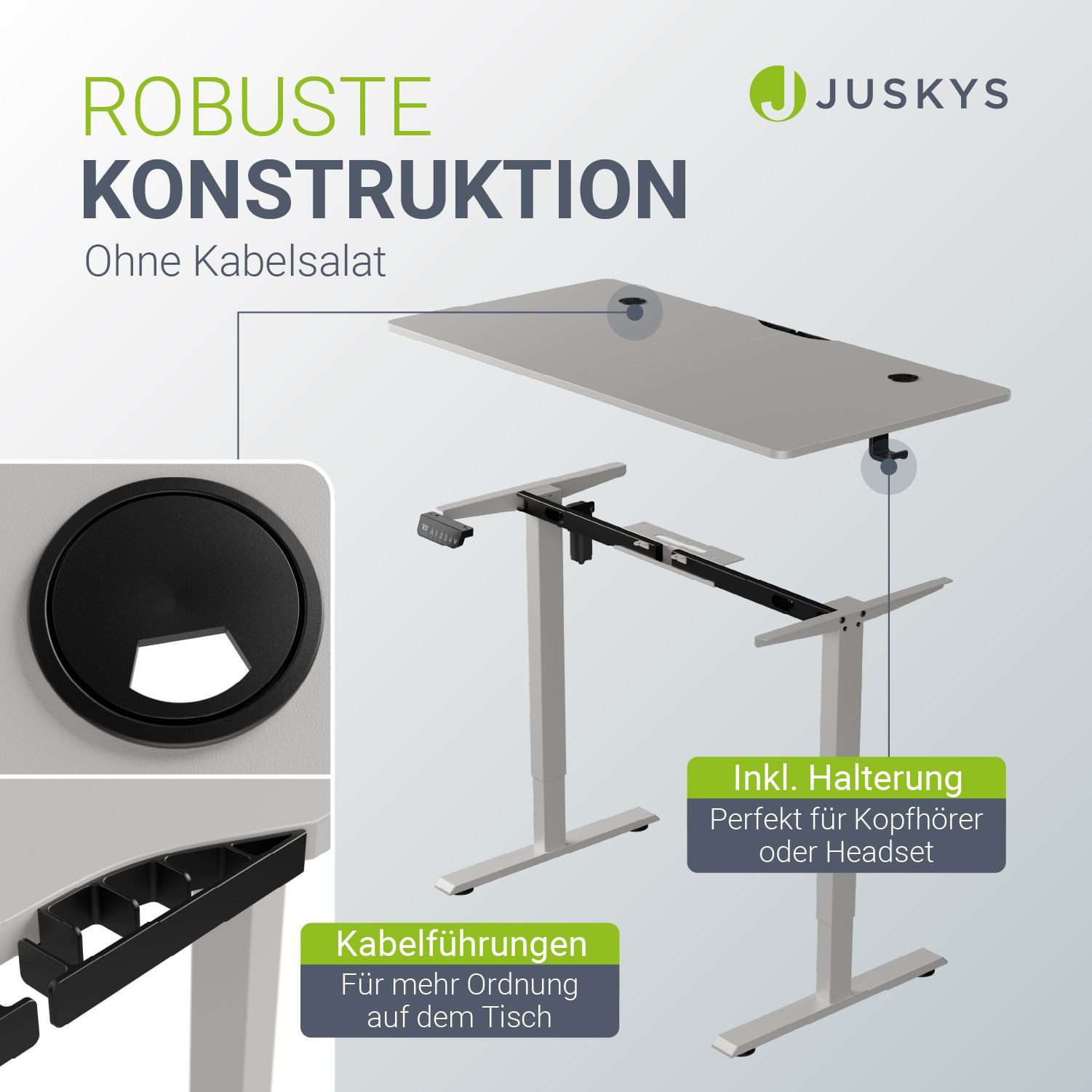 Juskys Schreibtisch Office Stand, 120 x 60 cm, elektrisch verstellbar, Head günstig online kaufen