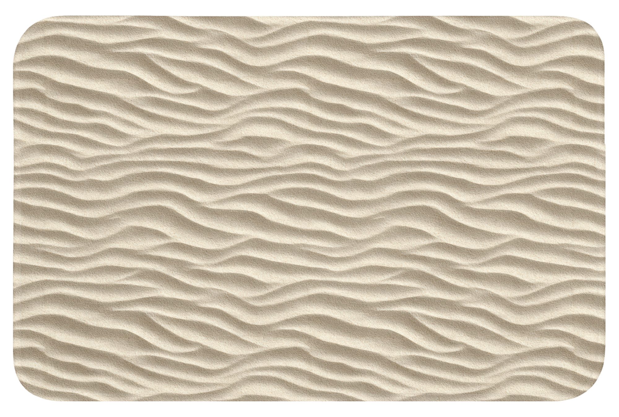OnlyWow Badematte Sand - Wellen - Beige, Höhe 10 mm, Polyester, Rechteckig, Badezimmerteppich, Badteppich, Rutschfest, Badvorleger, Waschbar