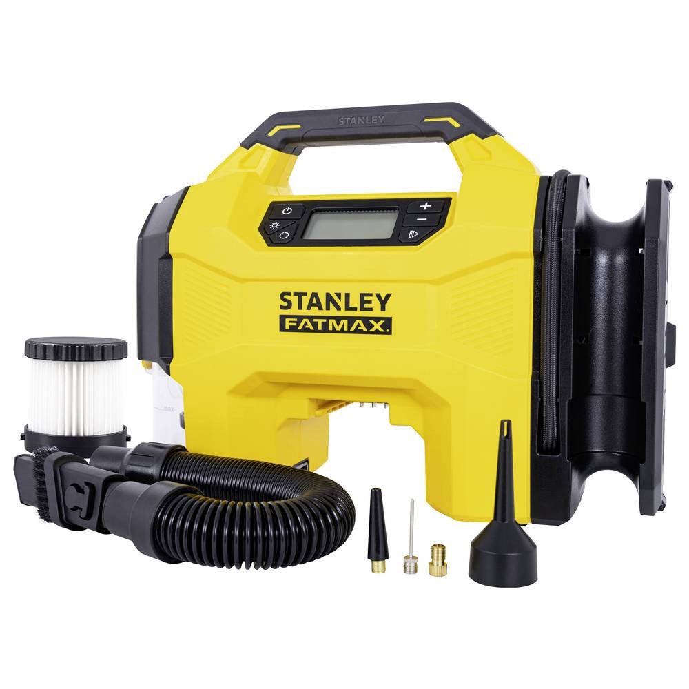 STANLEY Akku-Handkompressor Akku-Kompressor 10 bar 12 V Adapter zum Betrieb per Kabel, Digitales