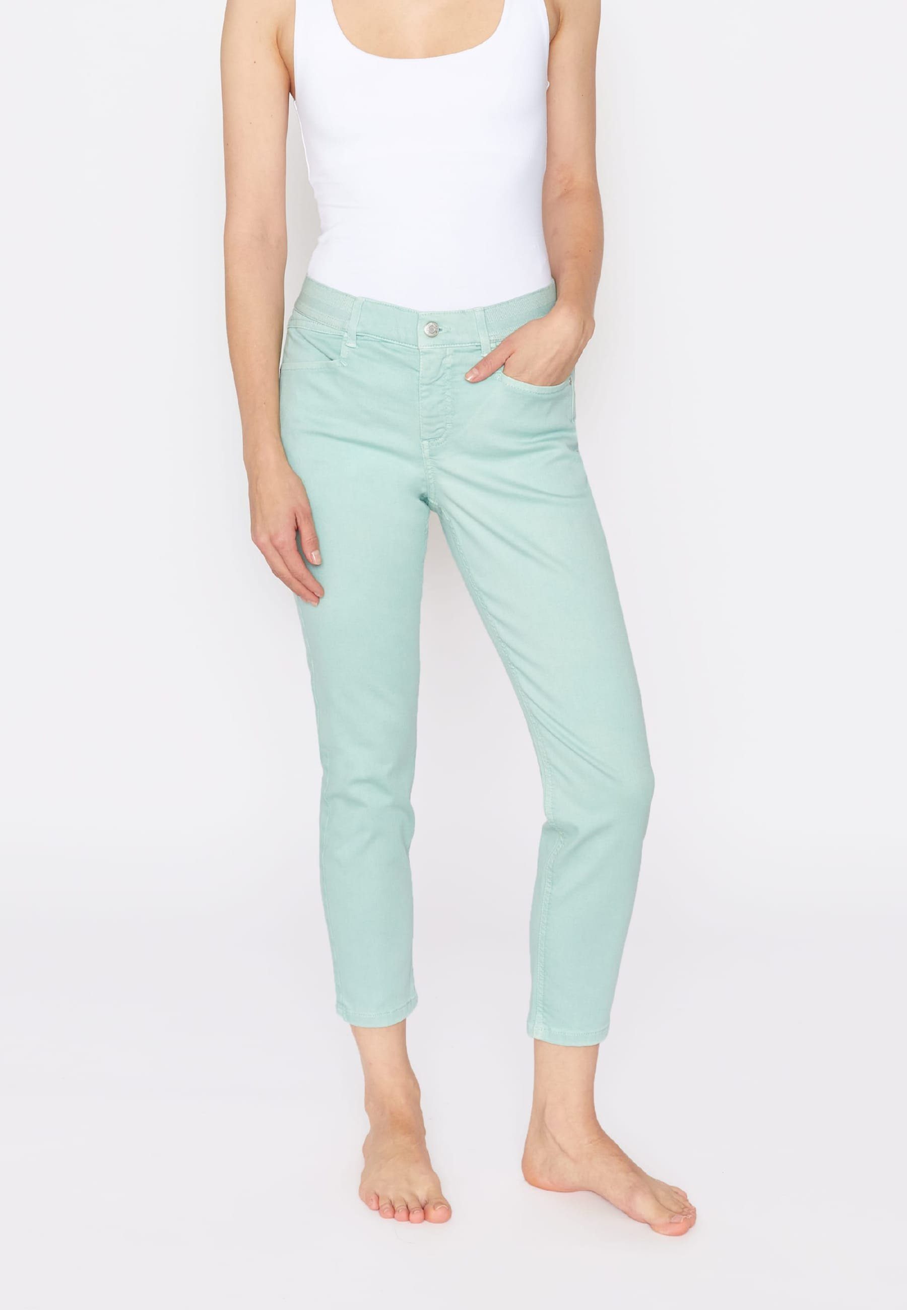 OSFA Denim Jeans Slim-fit-Jeans Coloured Label-Applikationen Crop mint mit mit ANGELS
