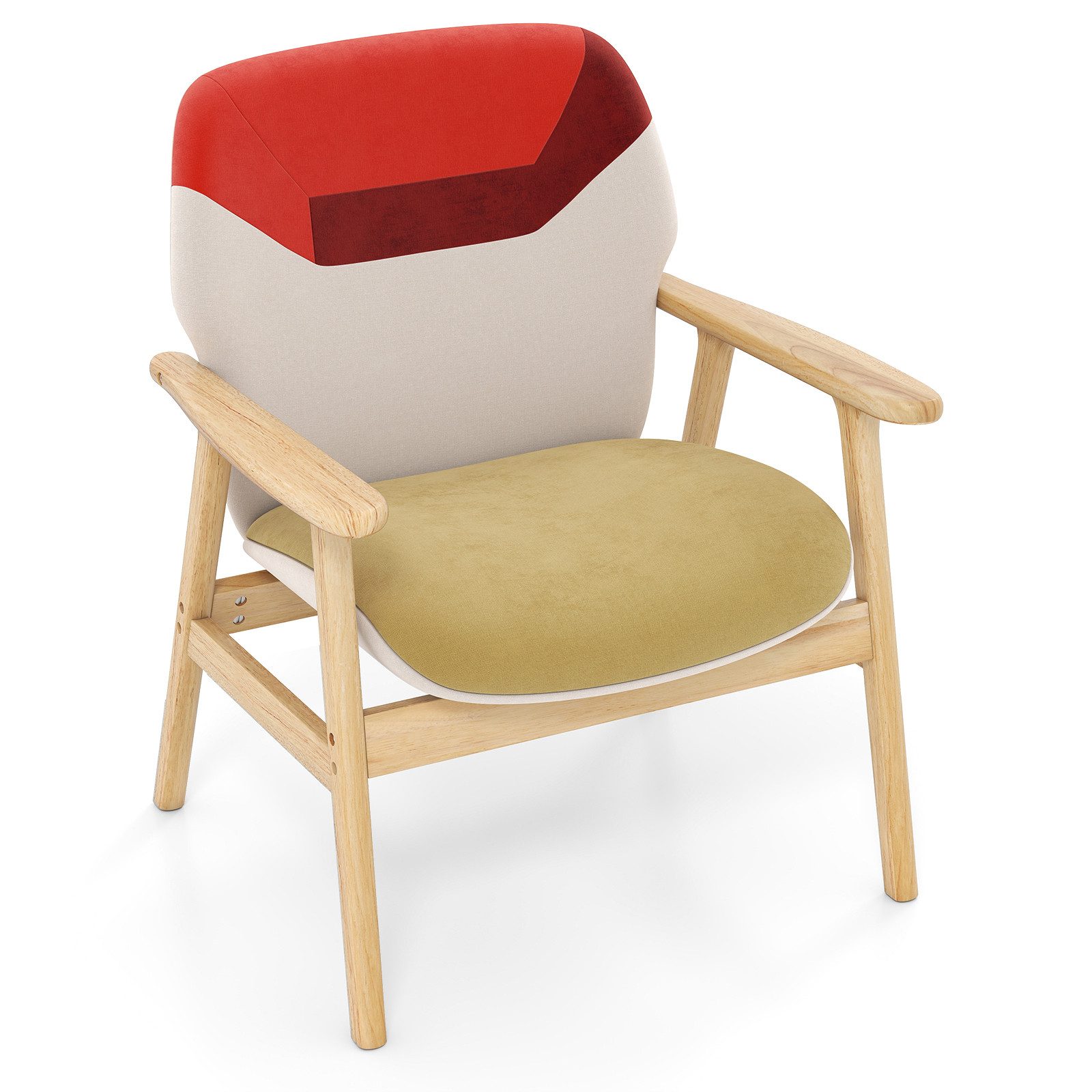 COSTWAY Ohrensessel, Polstersessel Relaxsessel gepolstert mit Holzrahmen