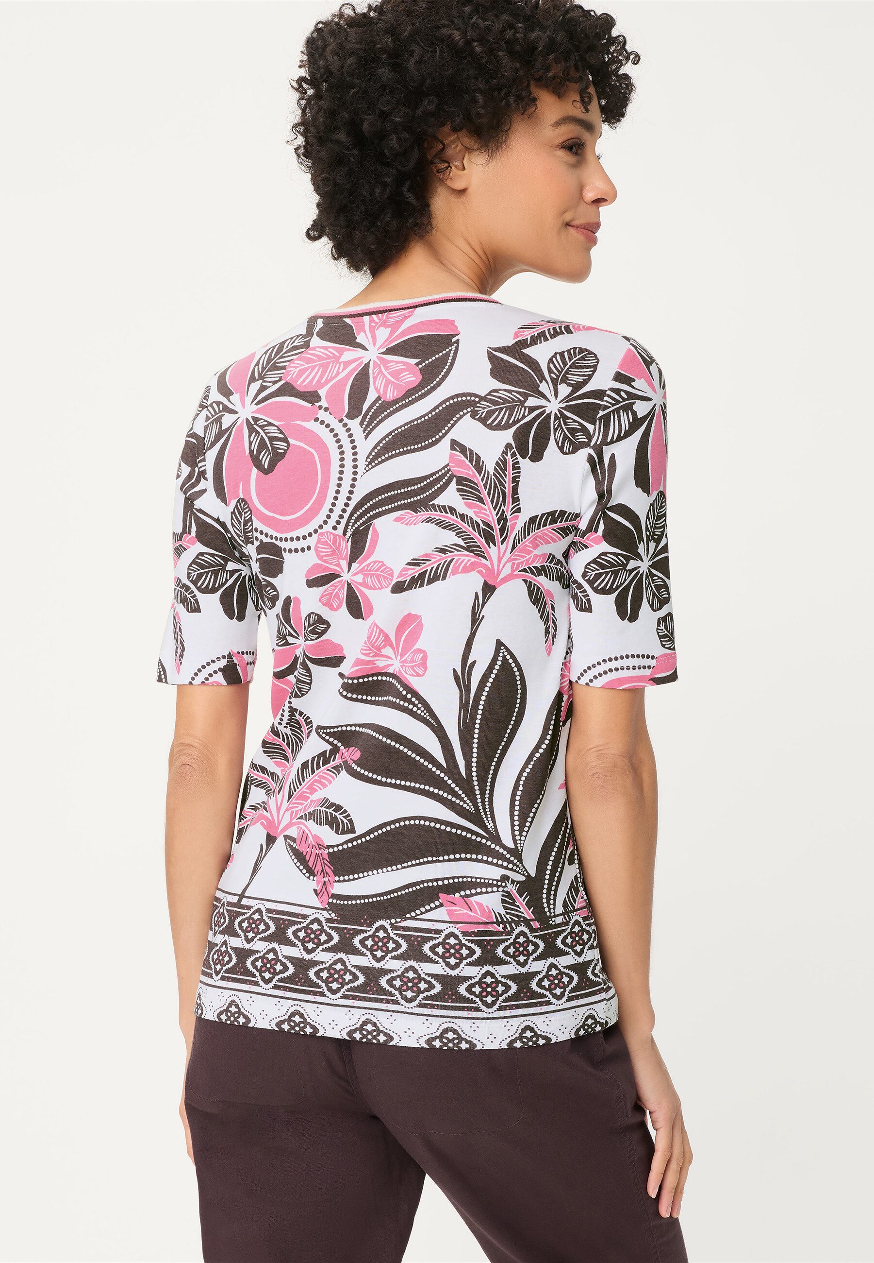 Olsen T-Shirt Shirt mit Panneaux-Print und Rundhalsausschnitt