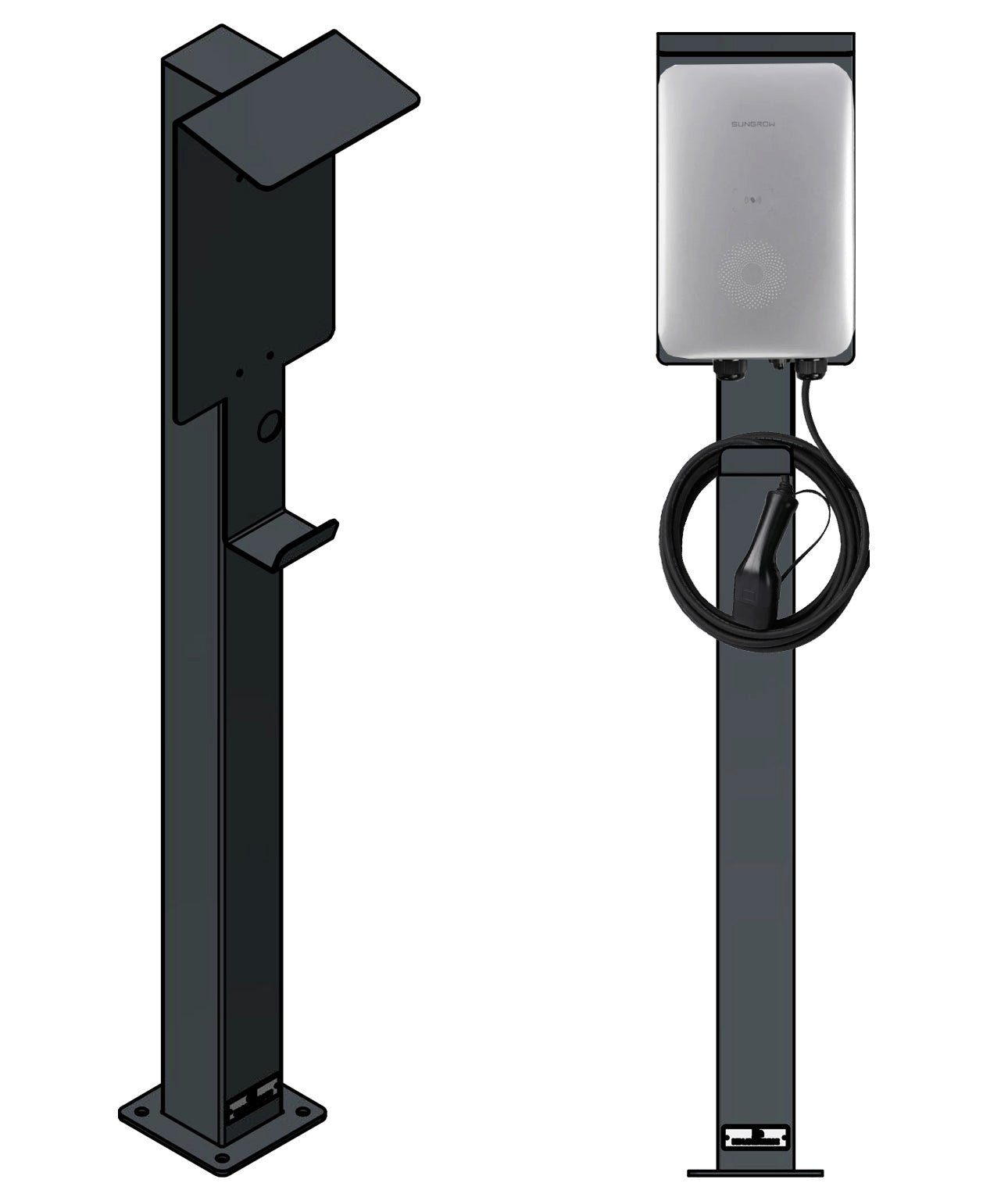 Elektroauto-Ladestation-Halterung Ladesäule passend für Sungrow Wallbox mit Dach, Ständer, Sta...
