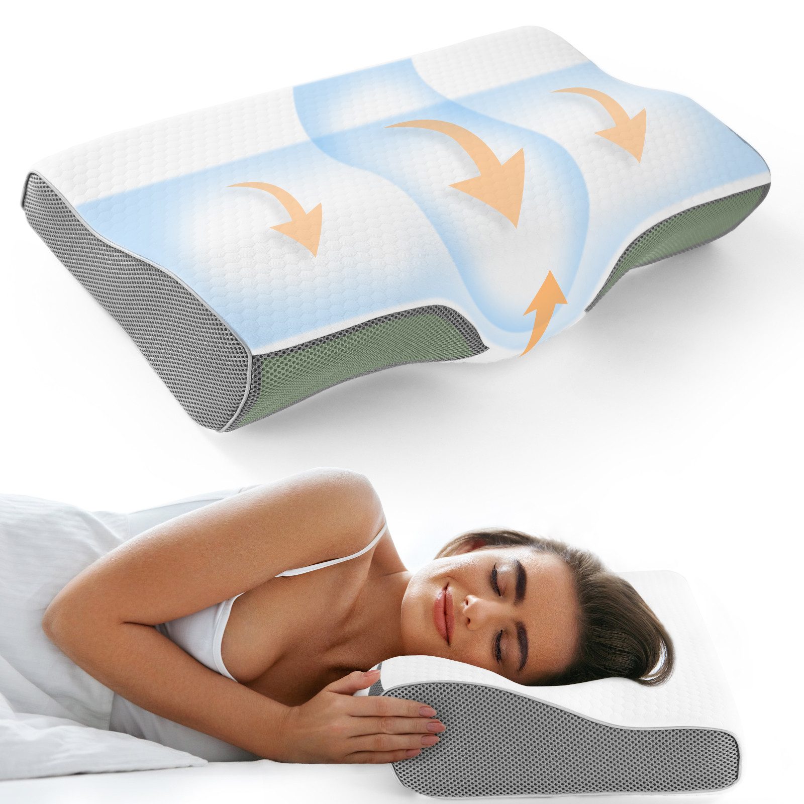 Elegear Kopfkissen 55cm Nackenstützkissen, Kopfkissen mit günstig online kaufen