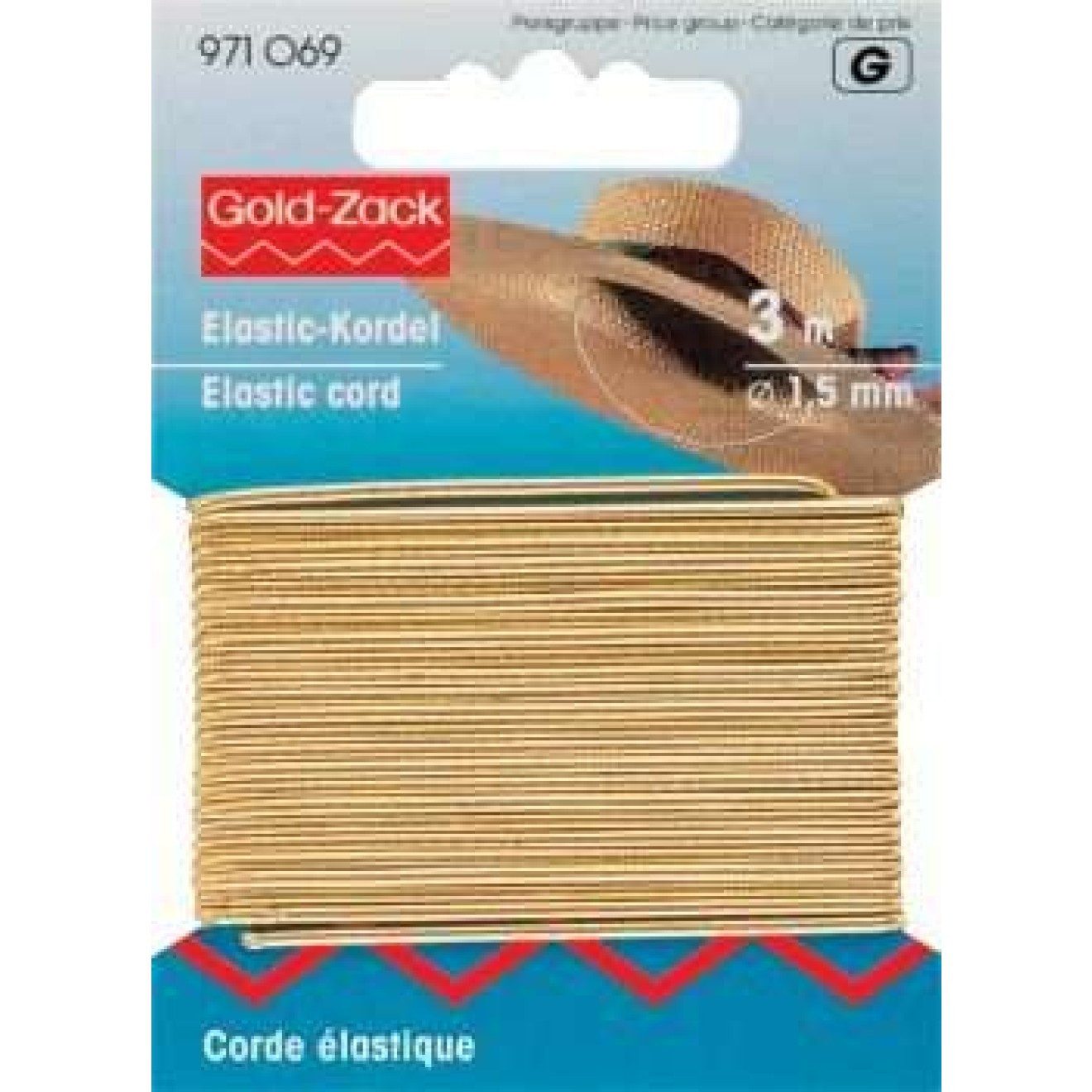 Prym Stricknadeln Elastic-Kordel 1,5 mm goldfarbig 3 m