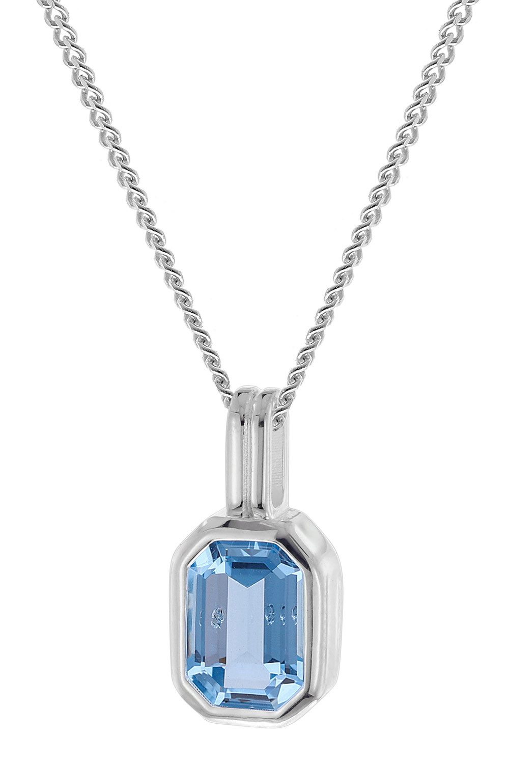 Panzerkette 925 Silber mit Blautopas Anhänger