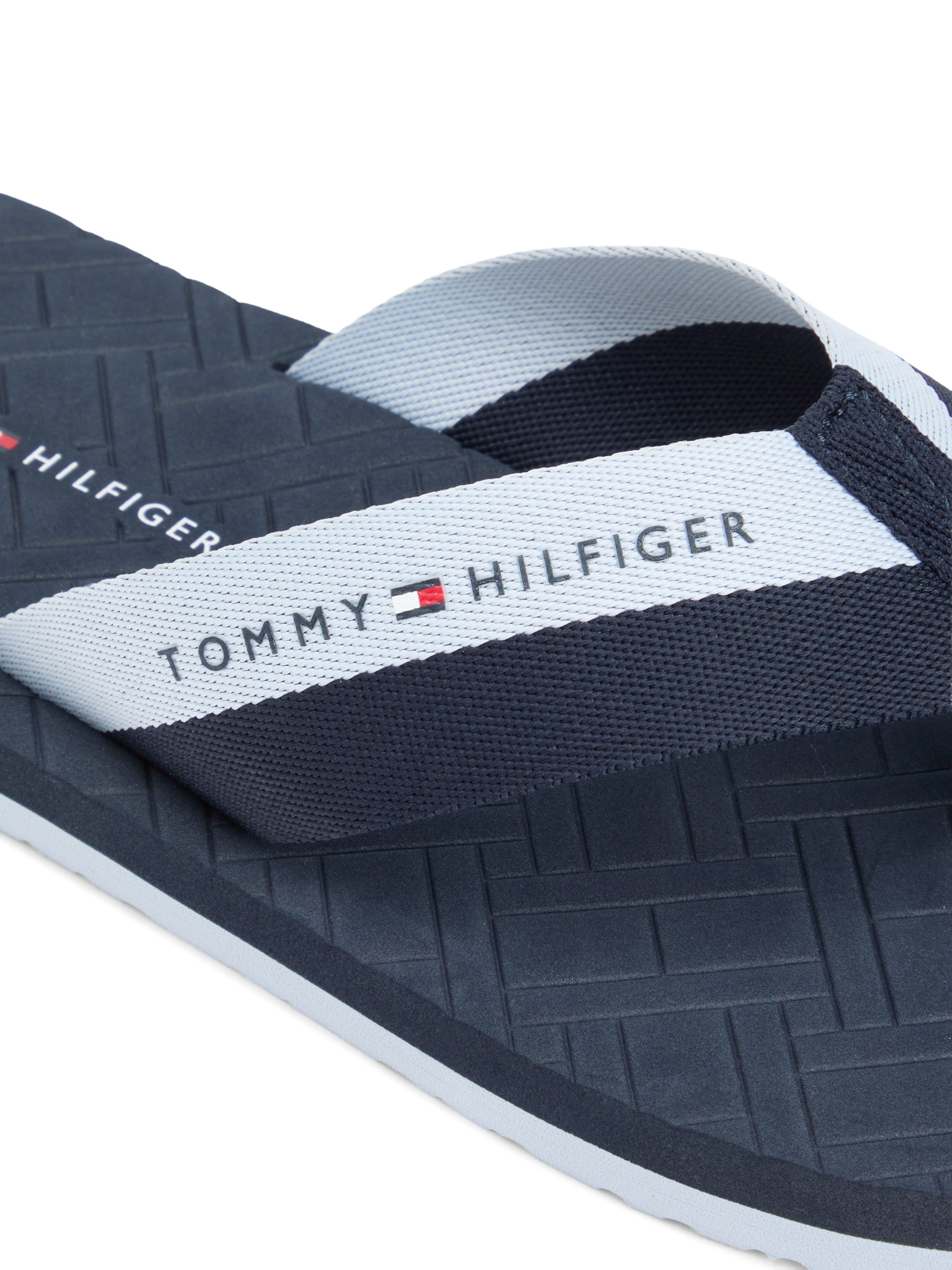 Tommy Hilfiger HILFIGER WEBBING BEACH SANDAL Zehentrenner Sommerschuh, Pool Slides, Flat im Kontrastlook