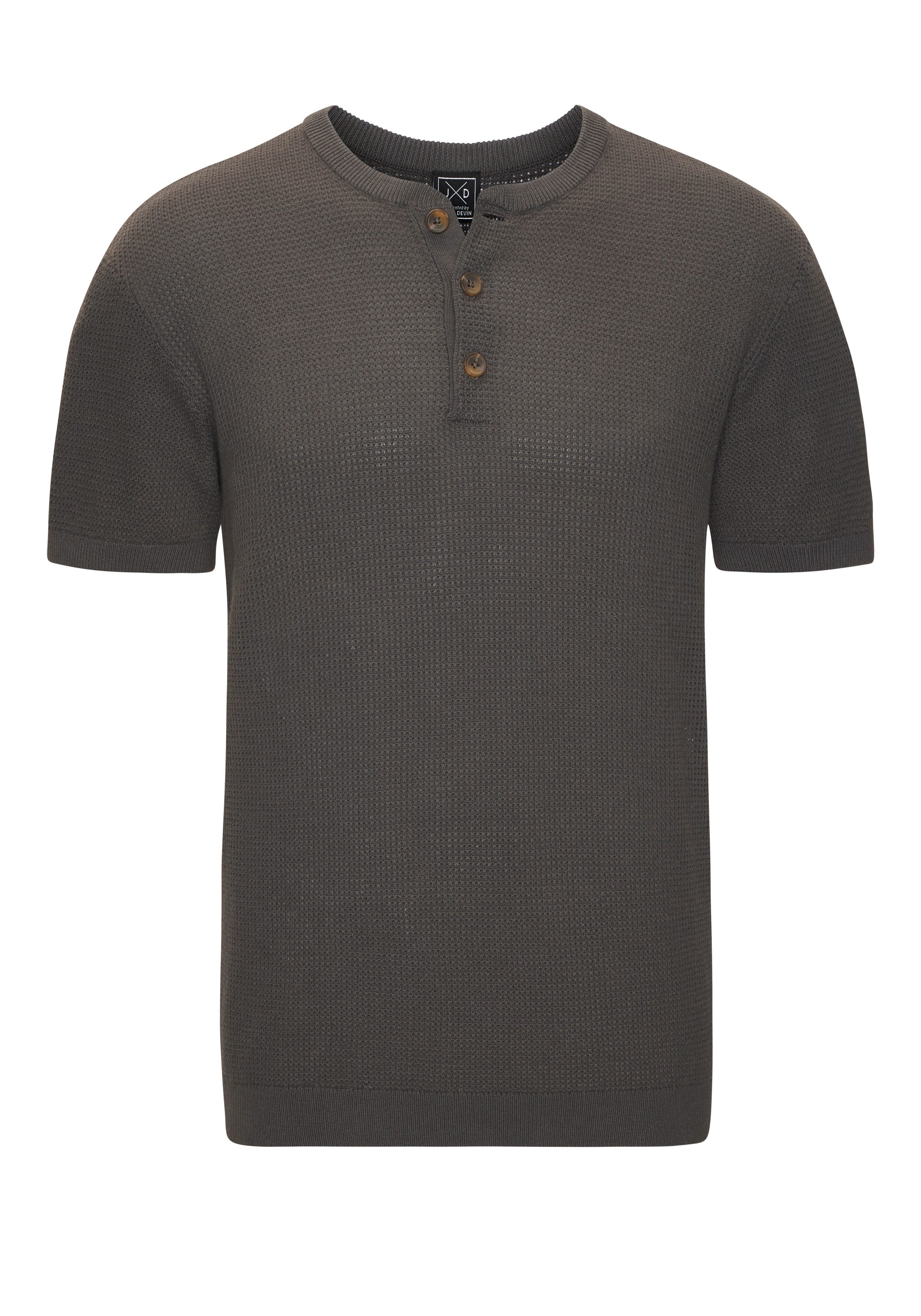 John Devin Henleyshirt - Strickshirt Rundhalsausschnitt mit kleiner Knopfleiste. € 24,99