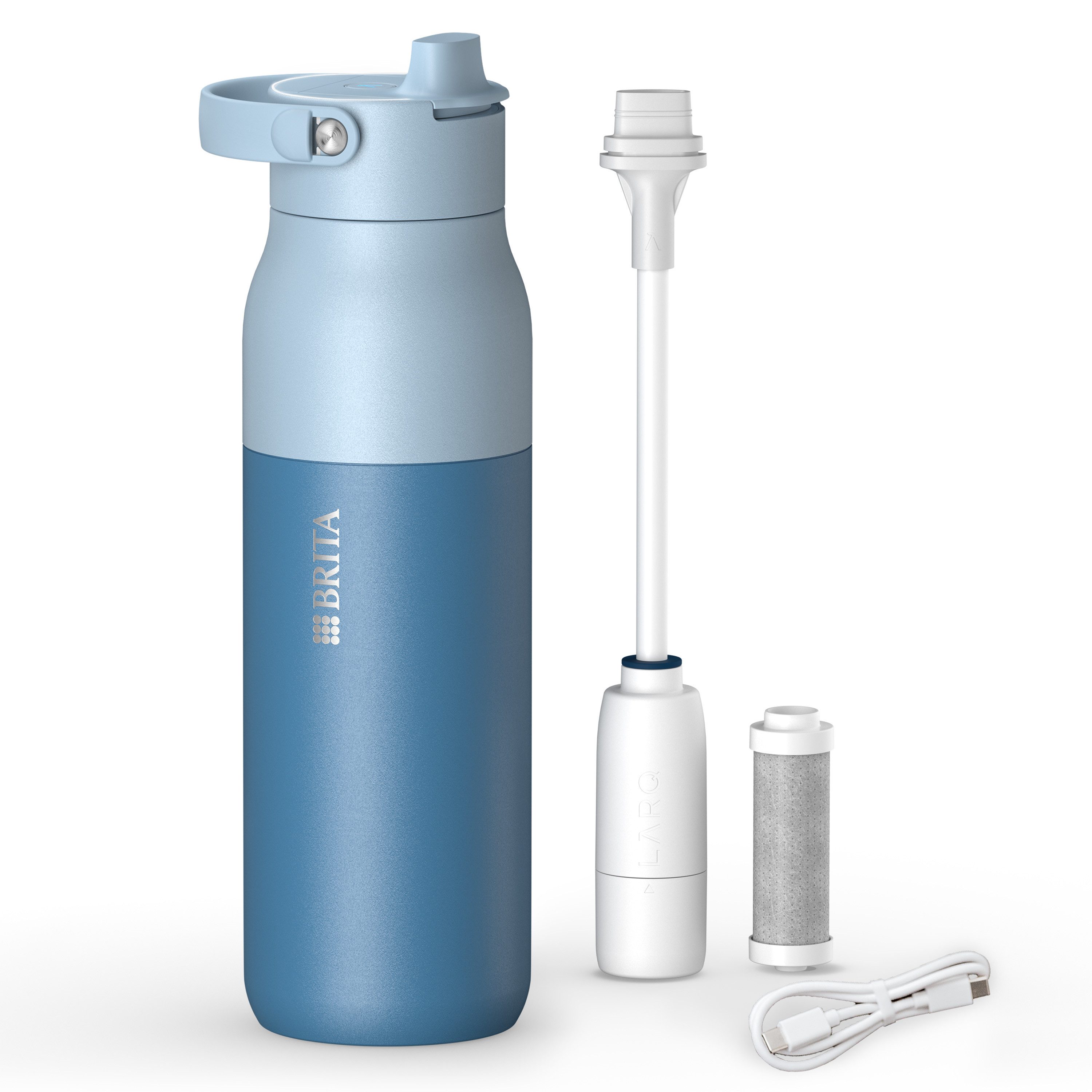 BRITA Trinkflasche BRITA LARQ iQ Digitale Filter Trinkflasche (1000 ml), inkl. Hydration Tracking (App), Aktivkohle Wasserfilter & UV-C