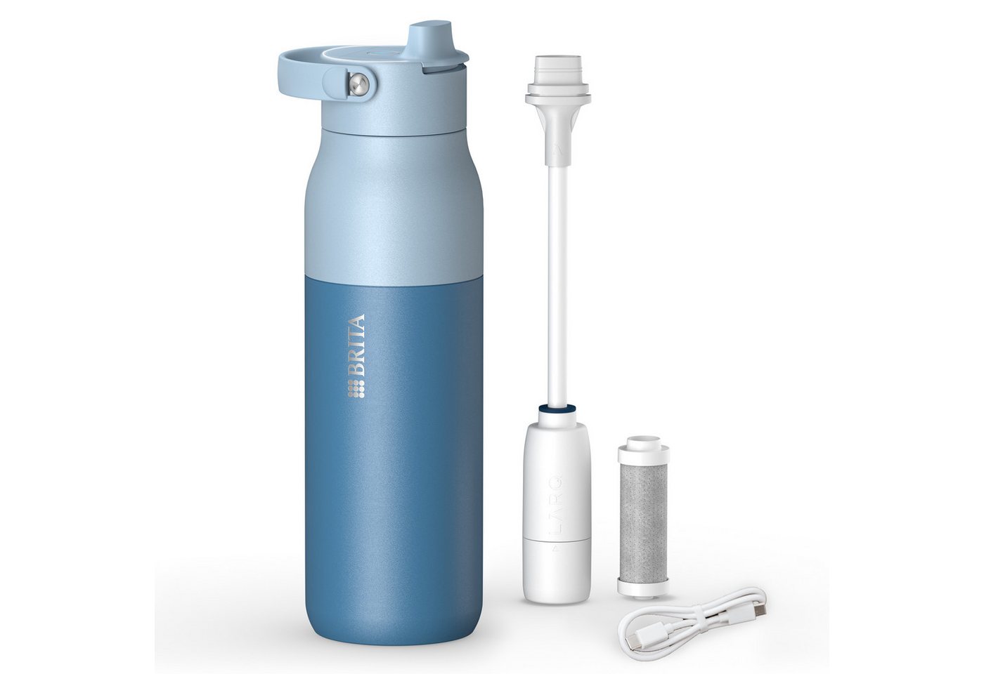 BRITA Trinkflasche BRITA LARQ iQ Digitale Filter Trinkflasche (1000 ml), inkl. Hydration Tracking (App), Aktivkohle Wasserfilter & UV-C