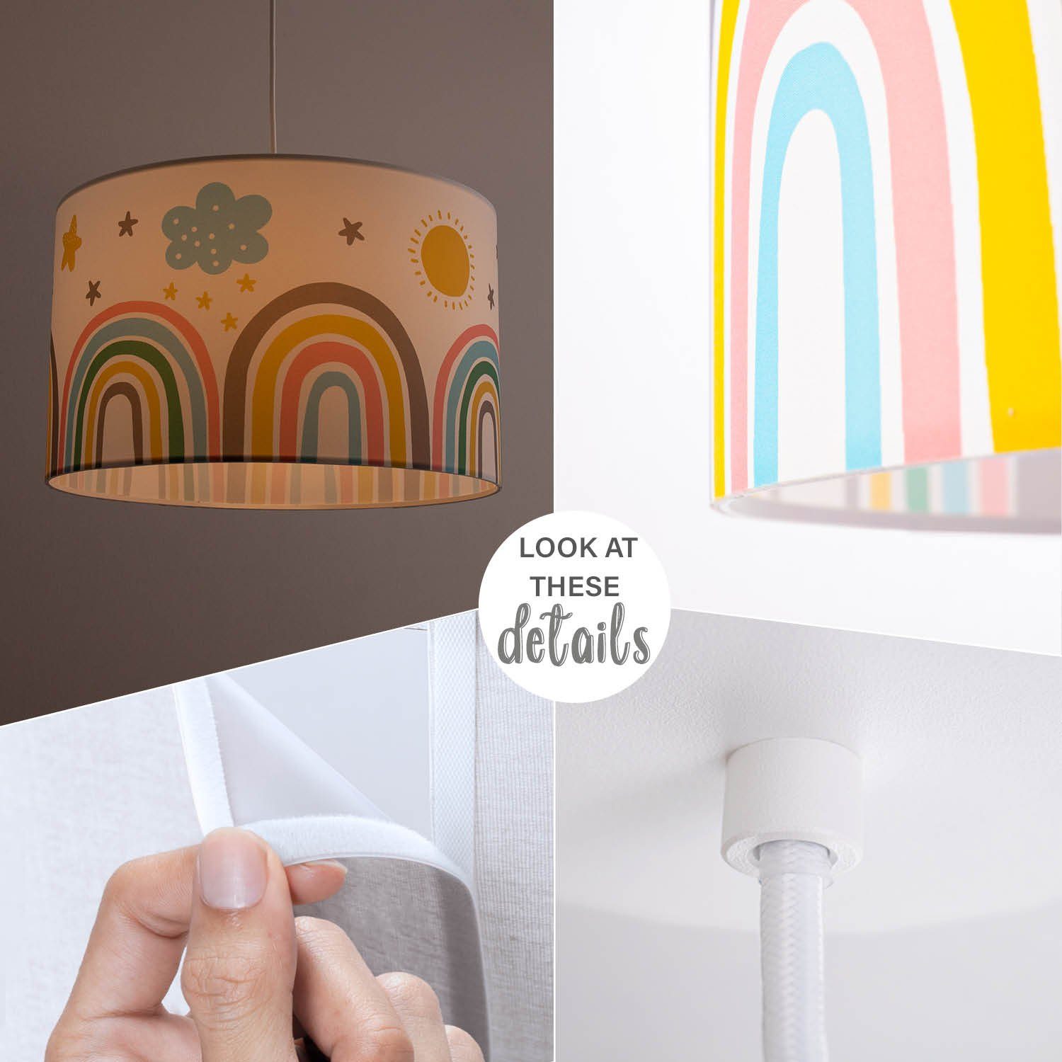 Paco Home Pendelleuchte Tweet 462, ohne Leuchtmittel, Lampe Kinderzimmer Deckenlampe Regenbogen Sonne Wolken Sterne E27