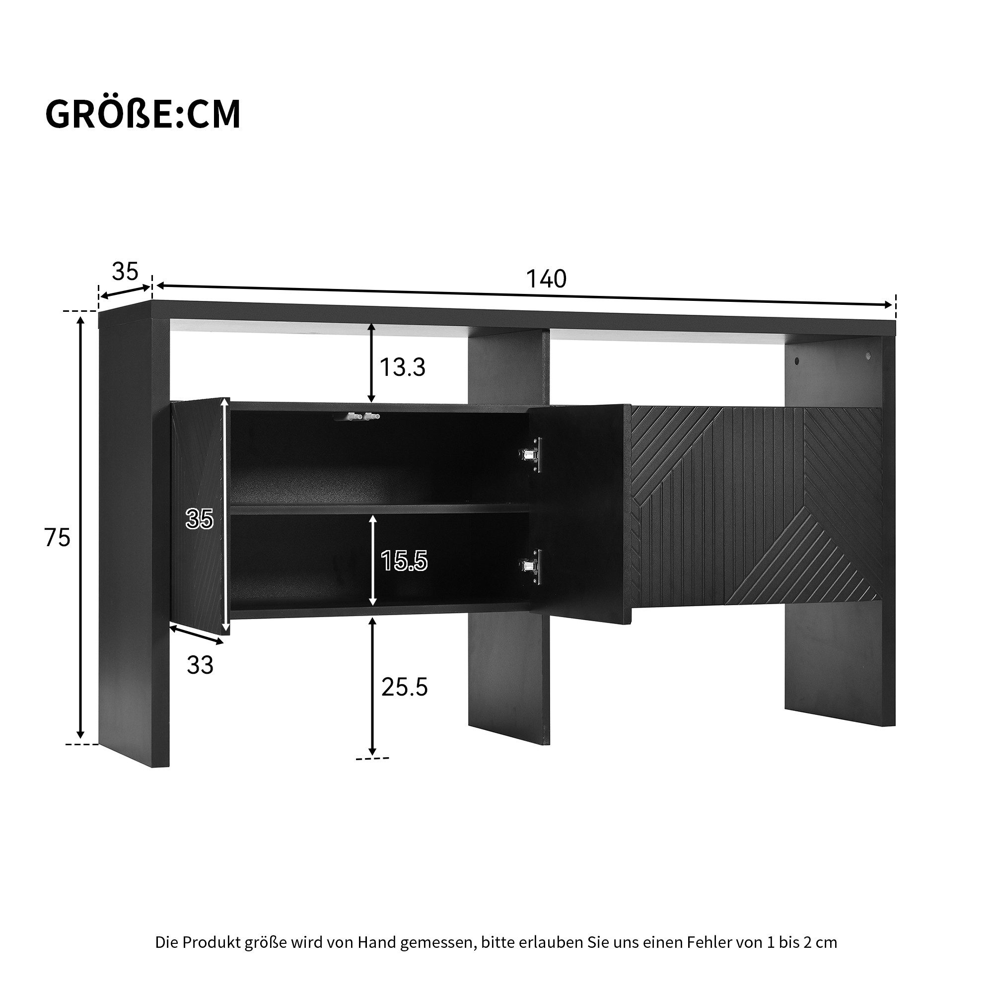 Thanaddo Anrichte Kommode/Sideboard/Flurschrank mit 2 offenen Fächern und 4 günstig online kaufen