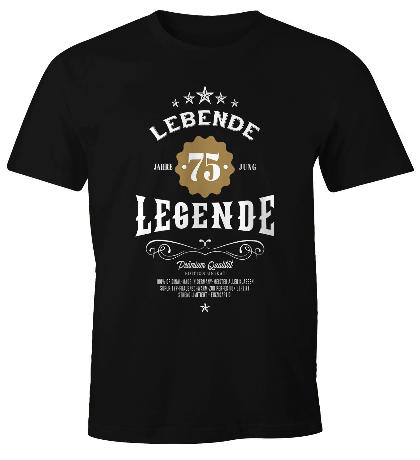 MoonWorks Print-Shirt Herren T-Shirt Geburtstag Geschenk Lebende Legende 30-80 Jahre jung Moonworks® mit Print 75 schwarz